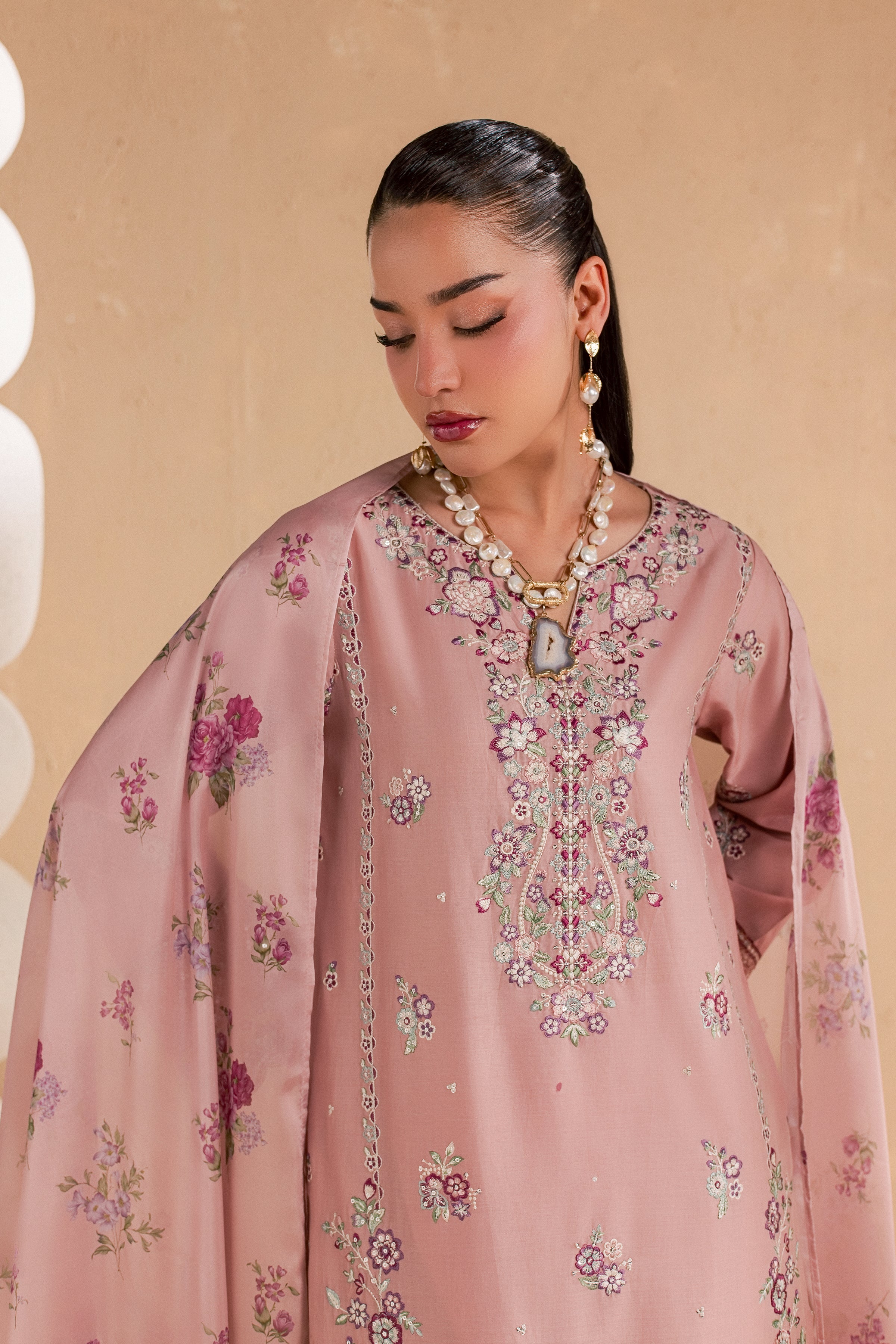 Velora 3Pc - Luxury Embroidered Lawn BATIKSS26 BATIK XS / Taffy Pink / Pima Lawn-S / Taffy Pink / Pima Lawn-M / Taffy Pink / Pima Lawn-L / Taffy Pink / Pima Lawn-XL / Taffy Pink / Pima Lawn