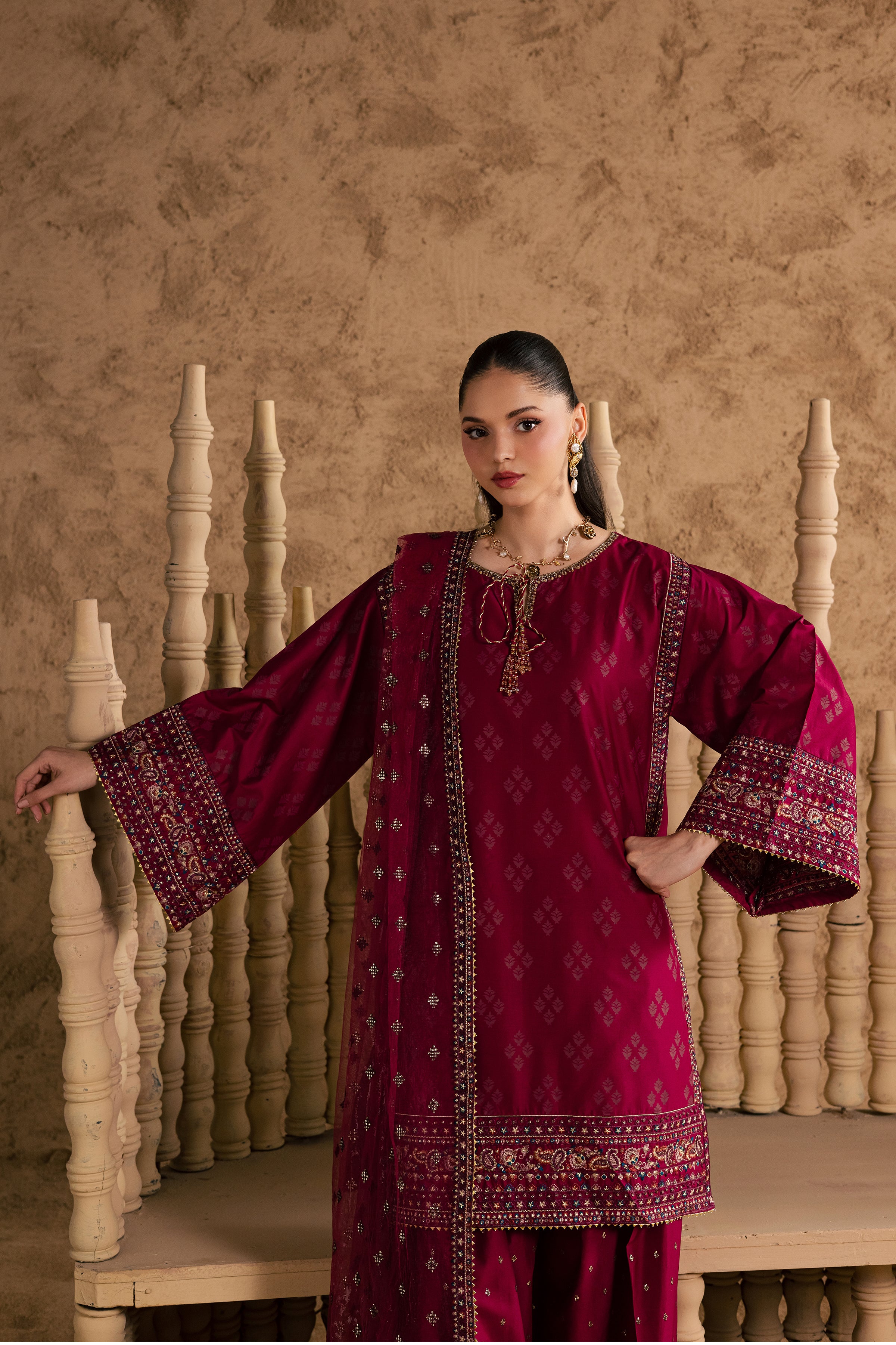 Vienna 3Pc - Festive Eid Pret BATIKEID2026 BATIK XS / Raspberry / Giza-S / Raspberry / Giza-M / Raspberry / Giza-L / Raspberry / Giza-XL / Raspberry / Giza