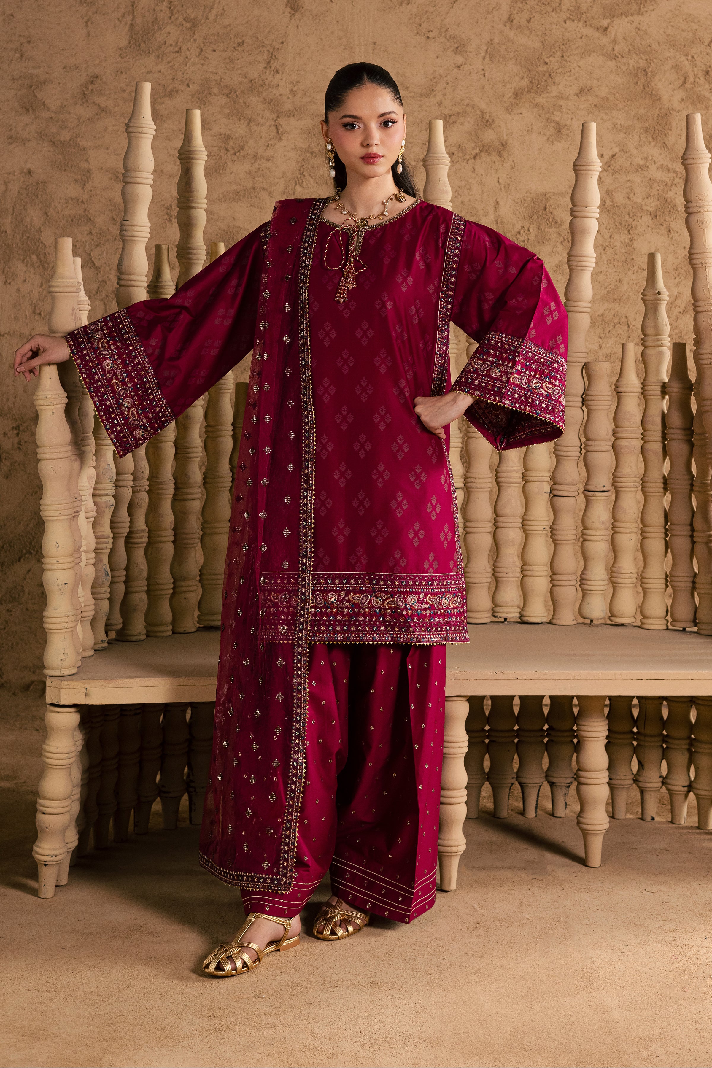Vienna 3Pc - Festive Eid Pret BATIKEID2026 BATIK XS / Raspberry / Giza-S / Raspberry / Giza-M / Raspberry / Giza-L / Raspberry / Giza-XL / Raspberry / Giza
