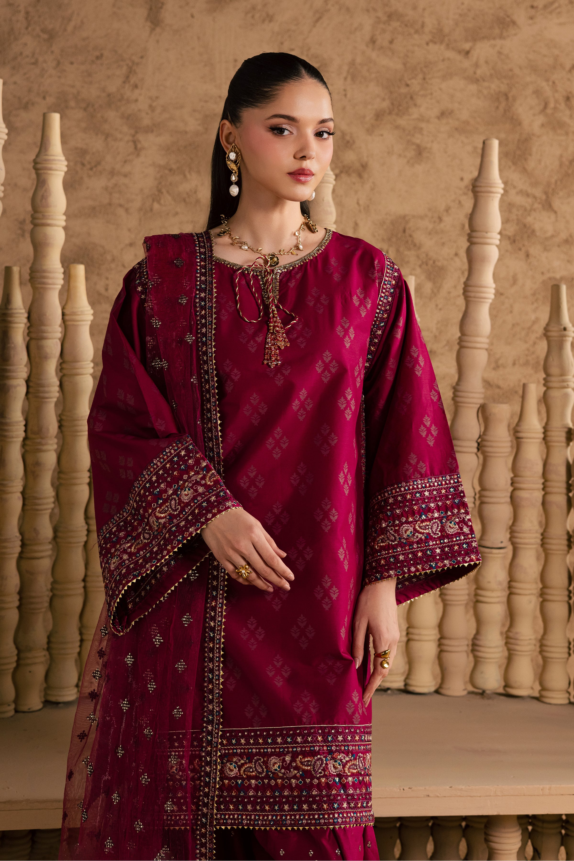 Vienna 3Pc - Festive Eid Pret BATIKEID2026 BATIK XS / Raspberry / Giza-S / Raspberry / Giza-M / Raspberry / Giza-L / Raspberry / Giza-XL / Raspberry / Giza