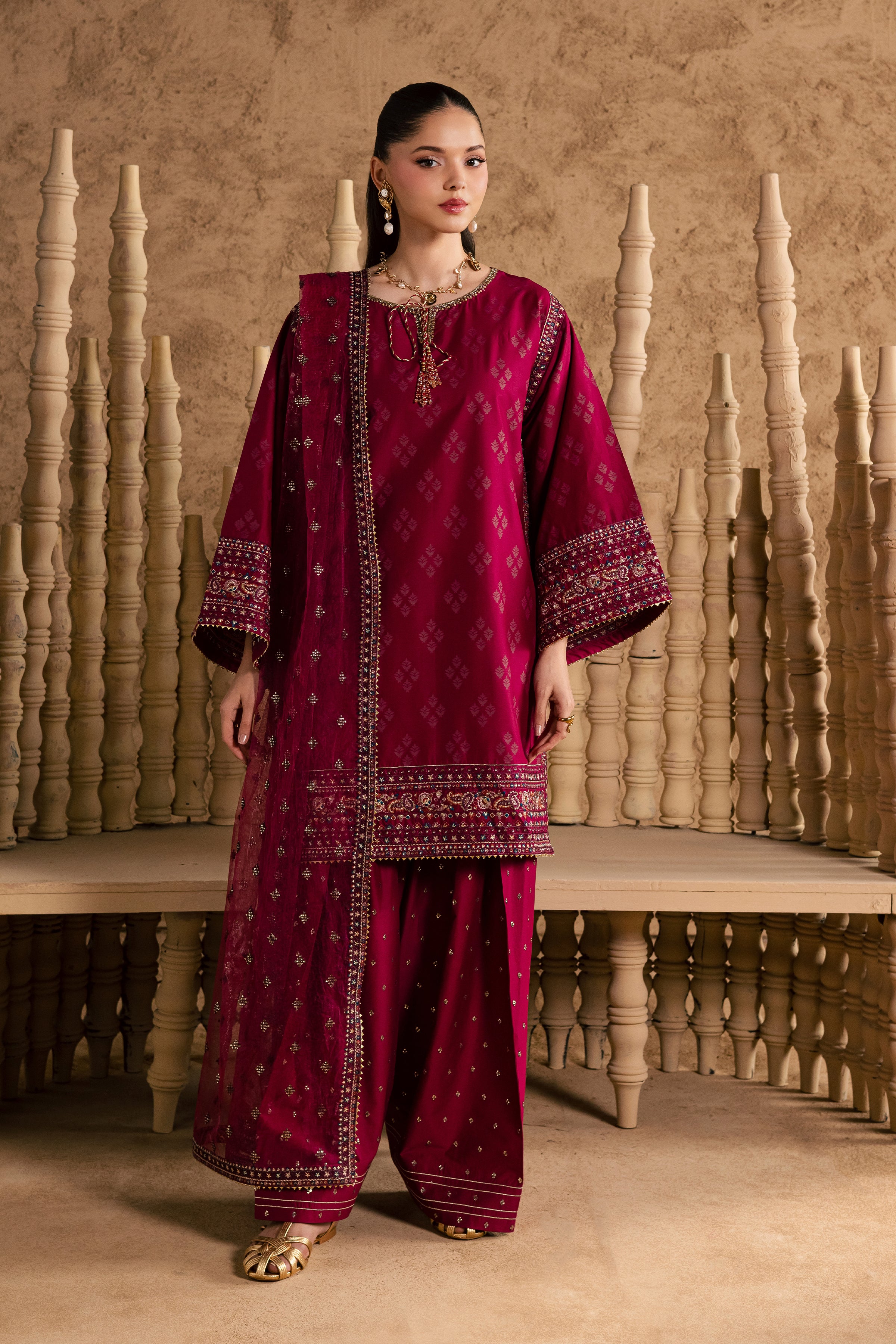 Vienna 3Pc - Festive Eid Pret BATIKEID2026 BATIK XS / Raspberry / Giza-S / Raspberry / Giza-M / Raspberry / Giza-L / Raspberry / Giza-XL / Raspberry / Giza