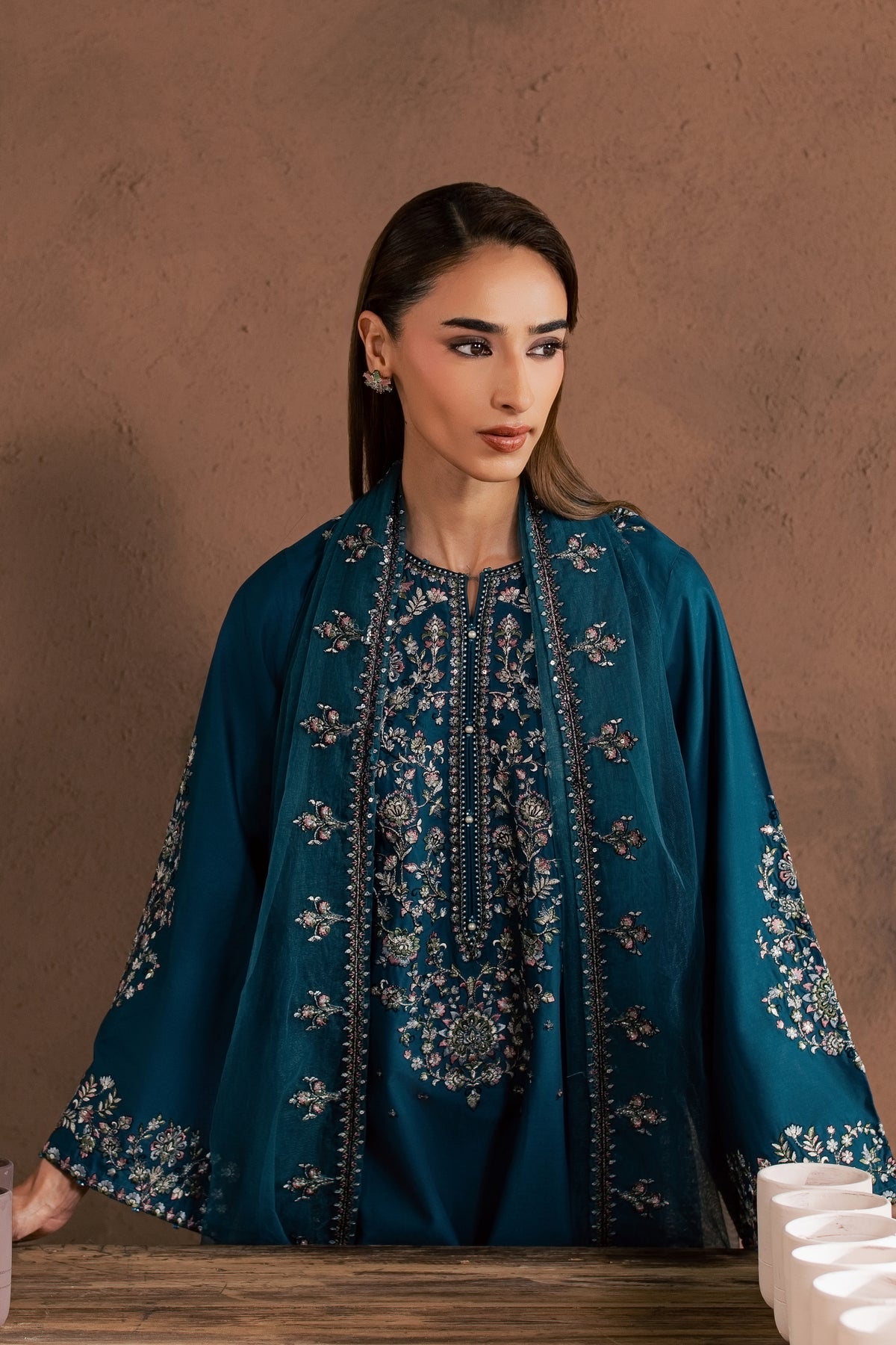 Viya 3Pc - Embroidered Cambric Pret PRETAW2026 BATIK XS / Aquamarine / Cambric