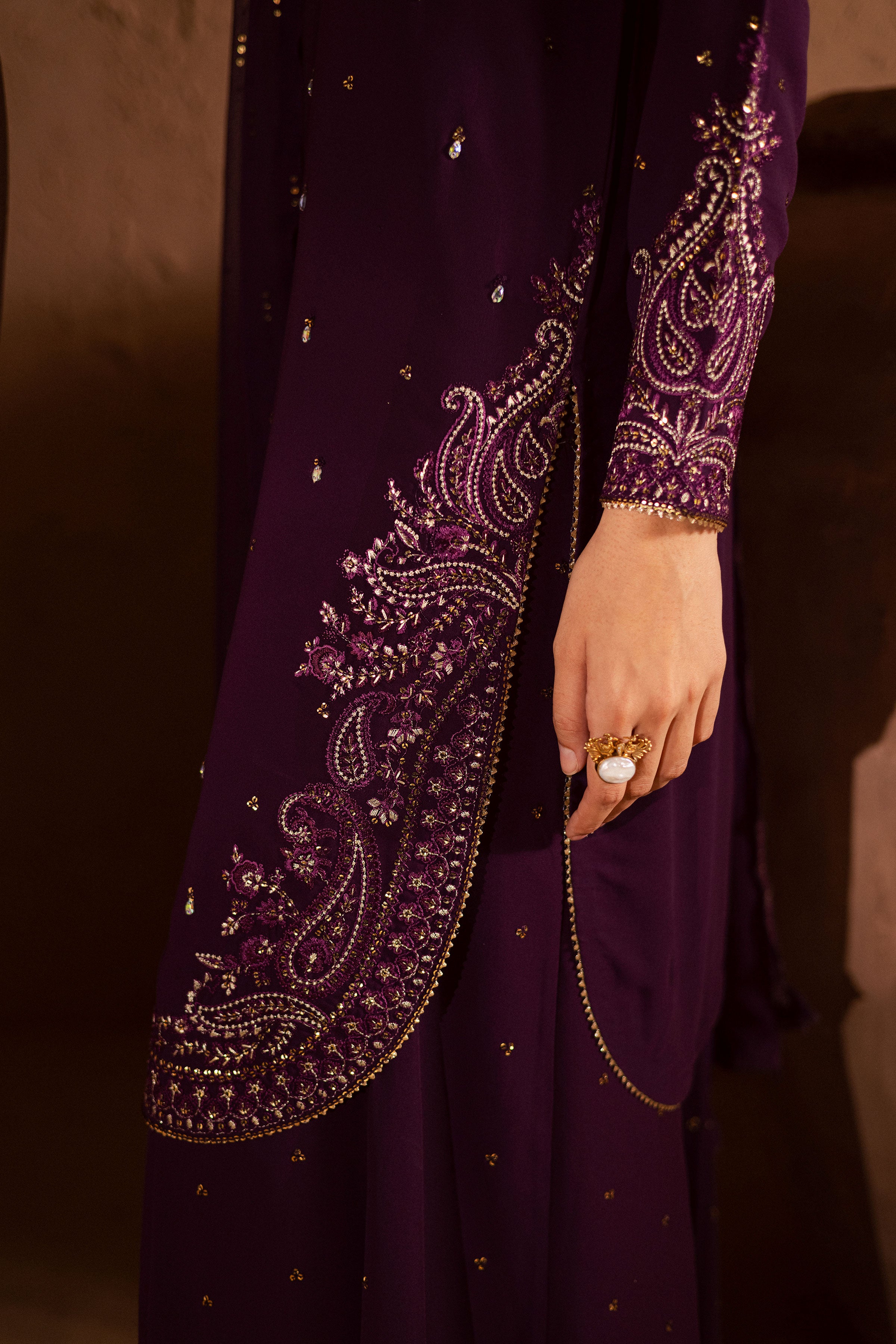 Voilet Whimsy 3Pc- Festive Luxe Pret BATIKSTUDIO2025 BATIK S / Deep Purple / Georgette-M / Deep Purple / Georgette-L / Deep Purple / Georgette