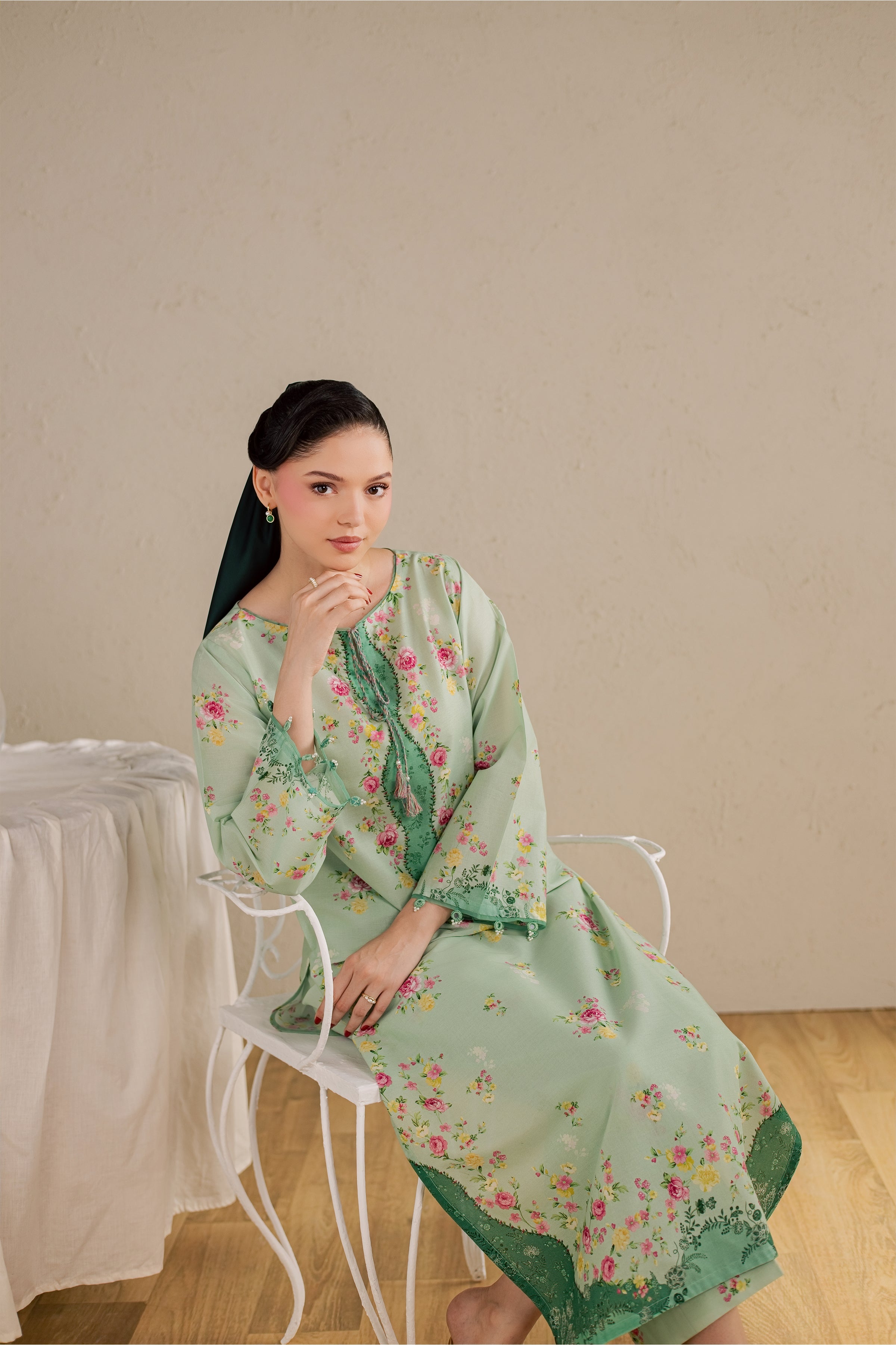 Wally 2Pc - Printed Lawn Dress BATIKSS26 BATIK XS / Green / Lawn-S / Green / Lawn-M / Green / Lawn-L / Green / Lawn-XL / Green / Lawn