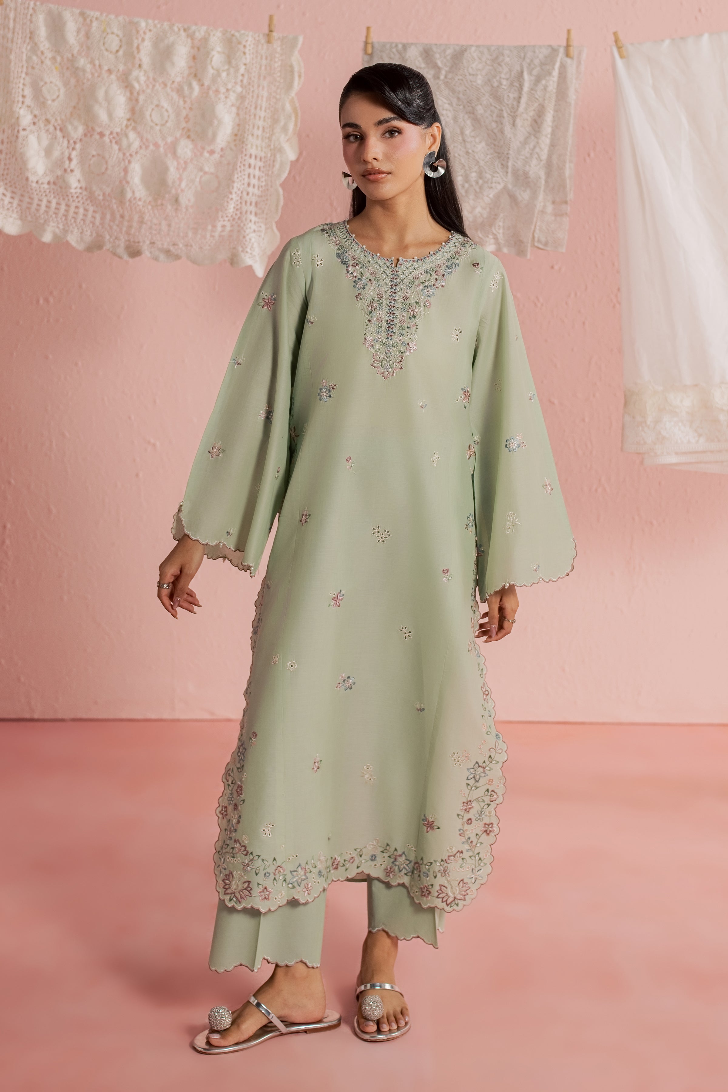Whisper 2Pc - Embroidered Lawn Dress BATIKSS26 BATIK XS / Frosty Green / Pima Lawn-S / Frosty Green / Pima Lawn-M / Frosty Green / Pima Lawn-L / Frosty Green / Pima Lawn-XL / Frosty Green / Pima Lawn