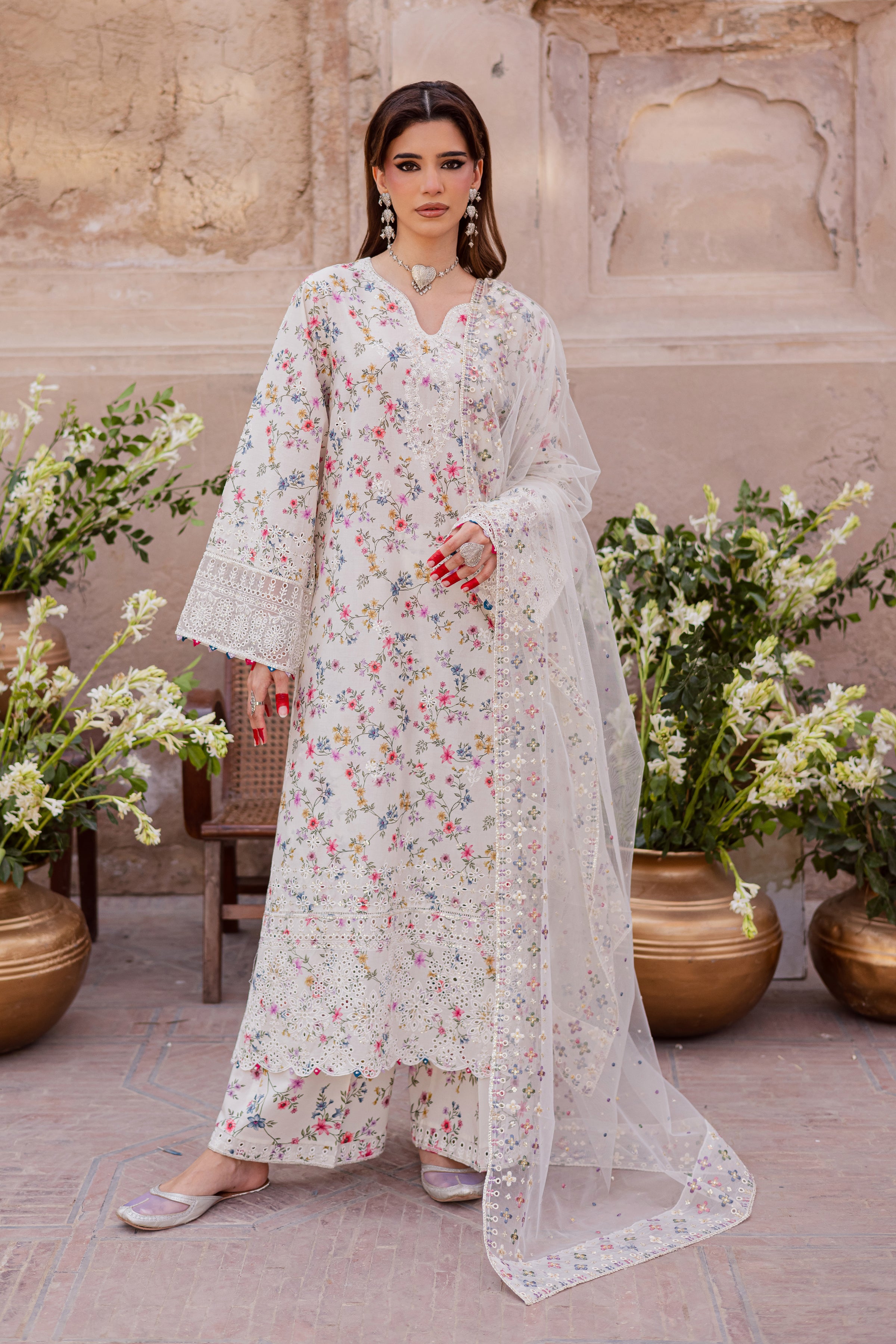 Wisteria 3Pc - Festive Eid Prints BATIKEID2026 BATIK XS / Off White / Lawn-S / Off White / Lawn-M / Off White / Lawn-L / Off White / Lawn-XL / Off White / Lawn