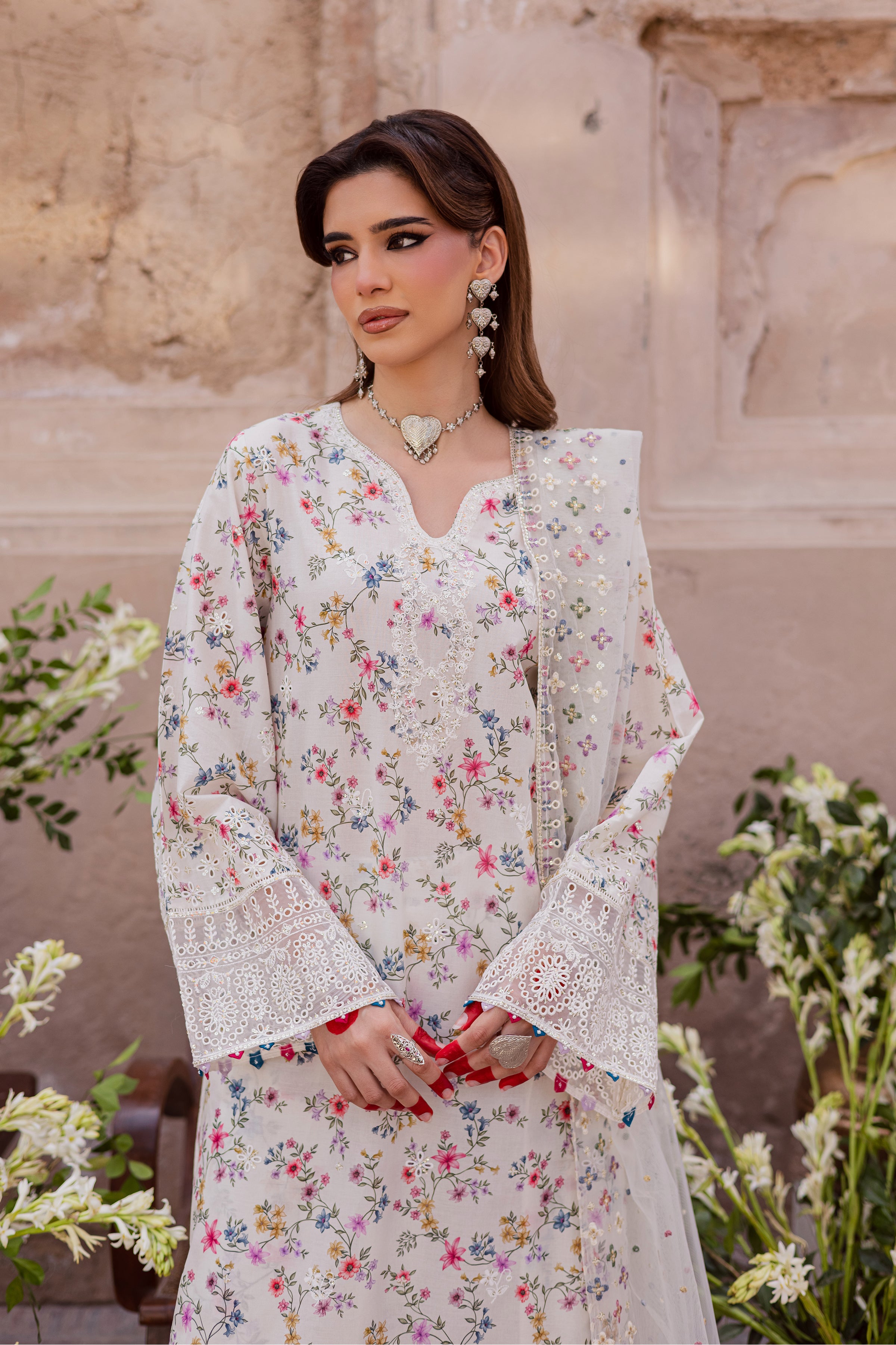 Wisteria 3Pc - Festive Eid Prints BATIKEID2026 BATIK XS / Off White / Lawn-S / Off White / Lawn-M / Off White / Lawn-L / Off White / Lawn-XL / Off White / Lawn
