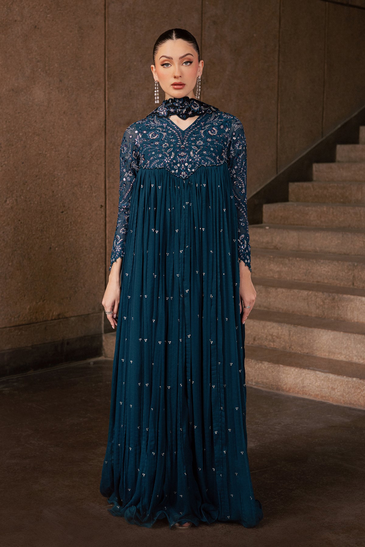 Wonhee 3Pc - Festive Luxe Pret BATIKLUXOCT26 BATIK XS / Teal / Crepe Chiffon