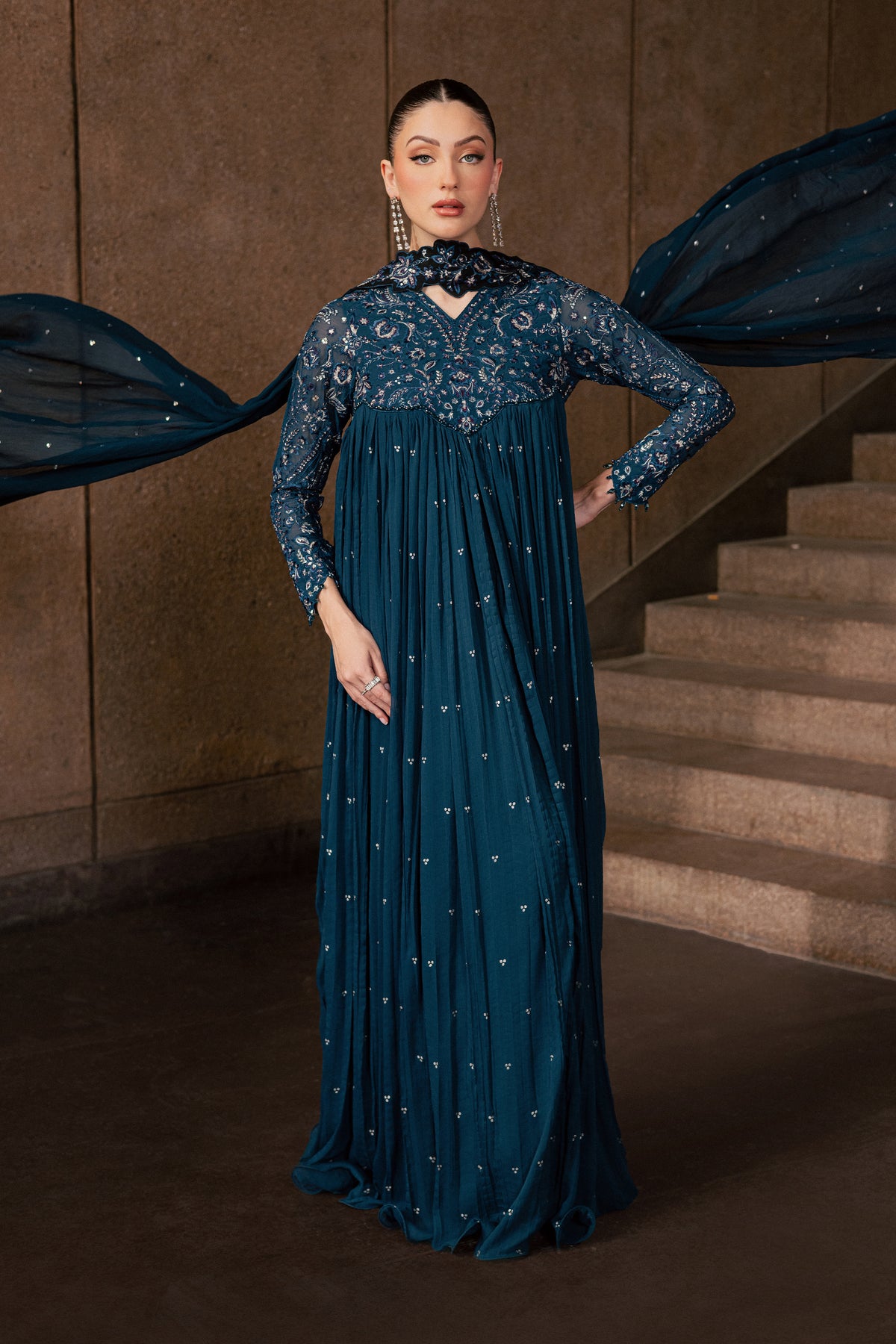 Wonhee 3Pc - Festive Luxe Pret BATIKLUXOCT26 BATIK XS / Teal / Crepe Chiffon