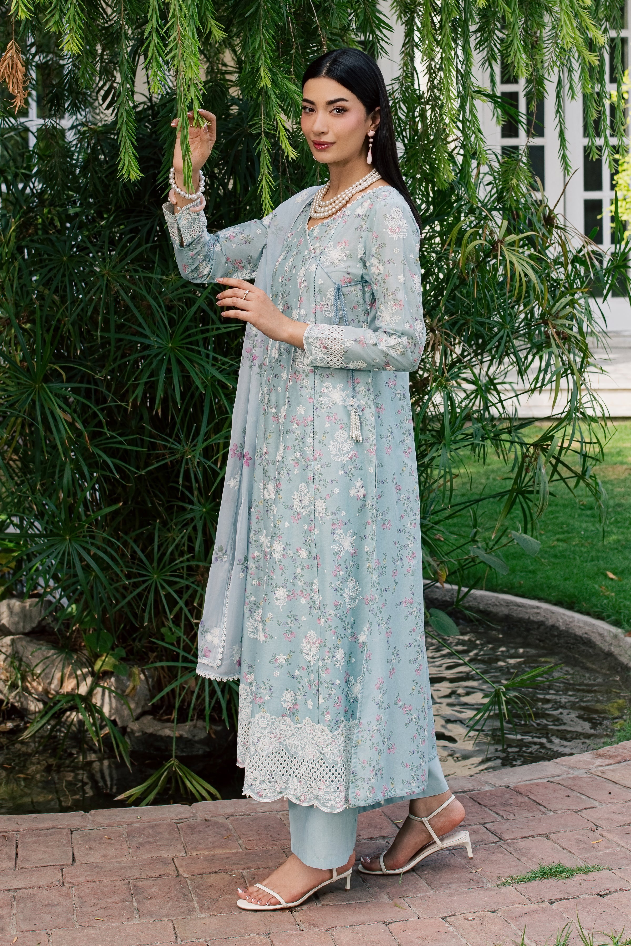 Yara 3Pc - Luxury Embroidered Lawn BATIKSS26 BATIK XS / Sky Blue / Lawn-S / Sky Blue / Lawn-M / Sky Blue / Lawn-L / Sky Blue / Lawn-XL / Sky Blue / Lawn