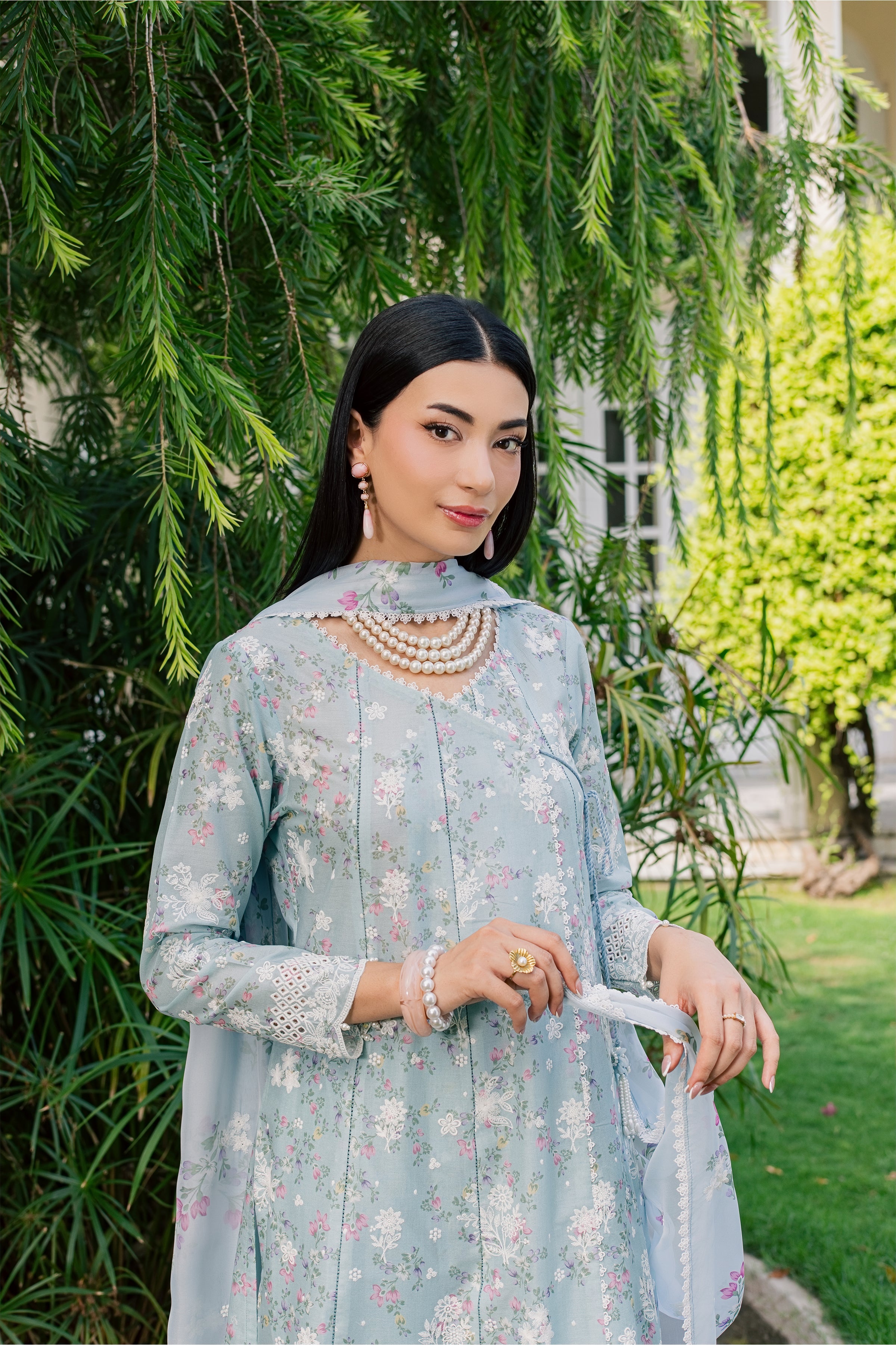 Yara 3Pc - Luxury Embroidered Lawn BATIKSS26 BATIK XS / Sky Blue / Lawn-S / Sky Blue / Lawn-M / Sky Blue / Lawn-L / Sky Blue / Lawn-XL / Sky Blue / Lawn
