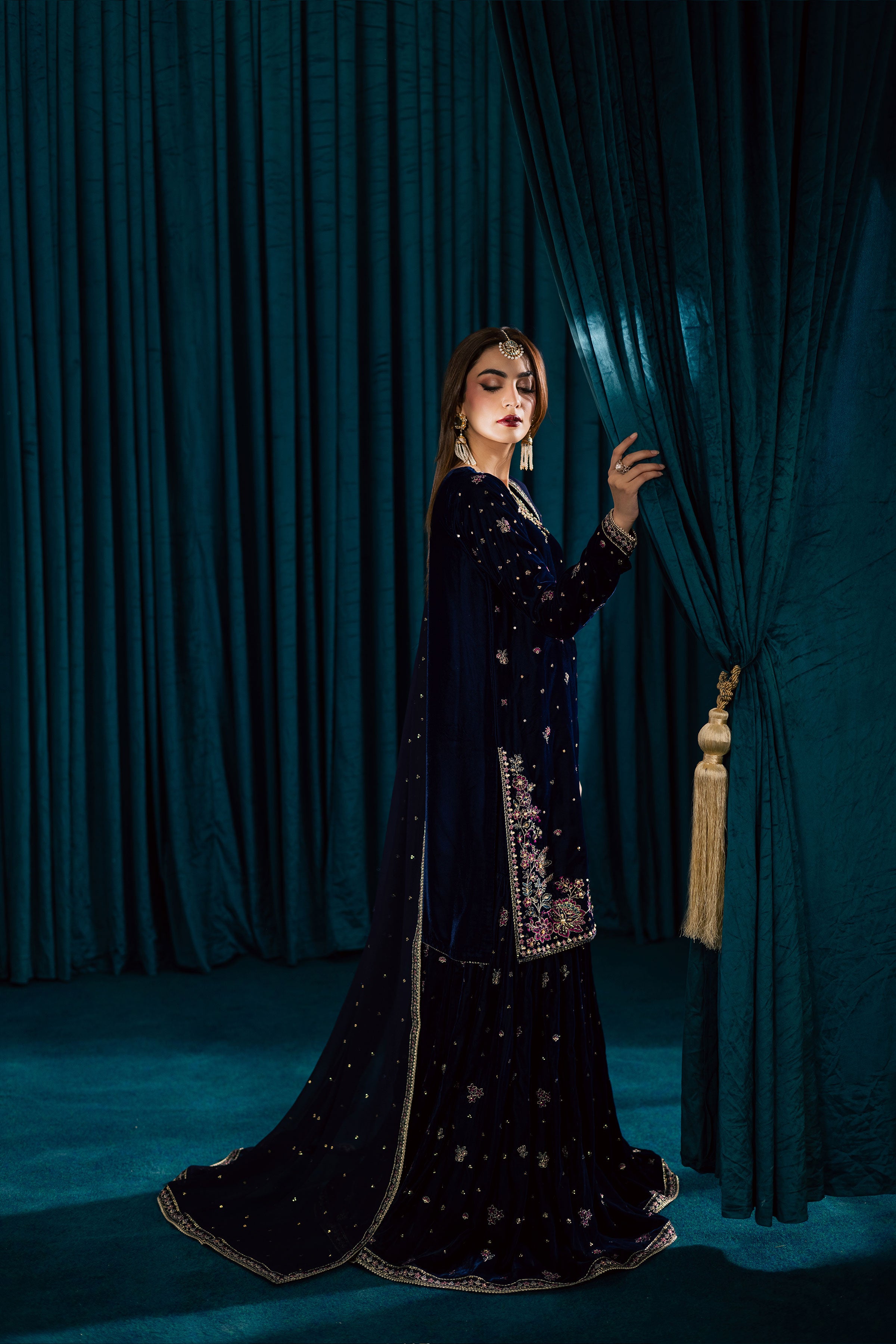 Yashal 3Pc - Velvet Formal Dress BATIKstudio BATIK S / Deep Blue / Velvet-M / Deep Blue / Velvet-L / Deep Blue / Velvet