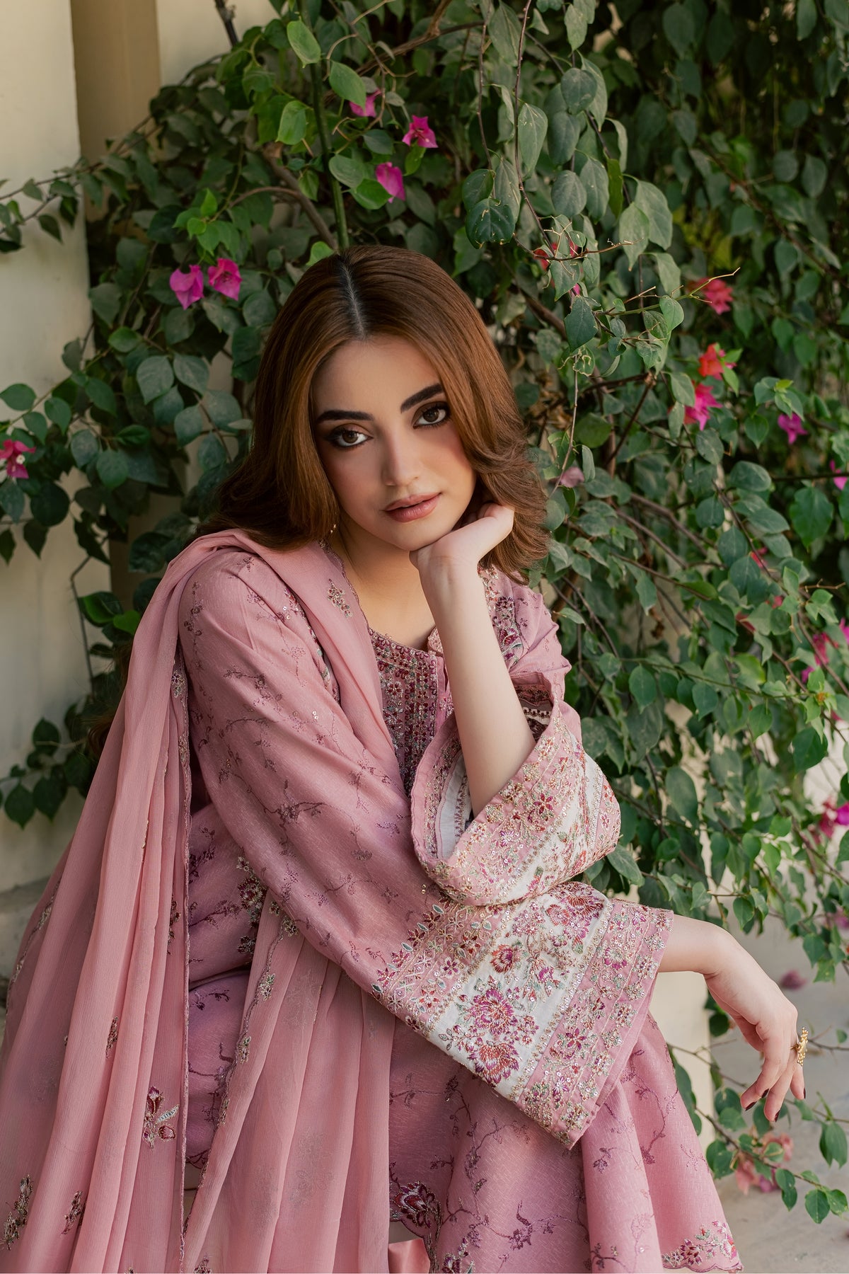Yashfa 3Pc - Embroidered Karandi Pret PRETKARANDI2026 BATIK XS / Tea Pink / Karandi
