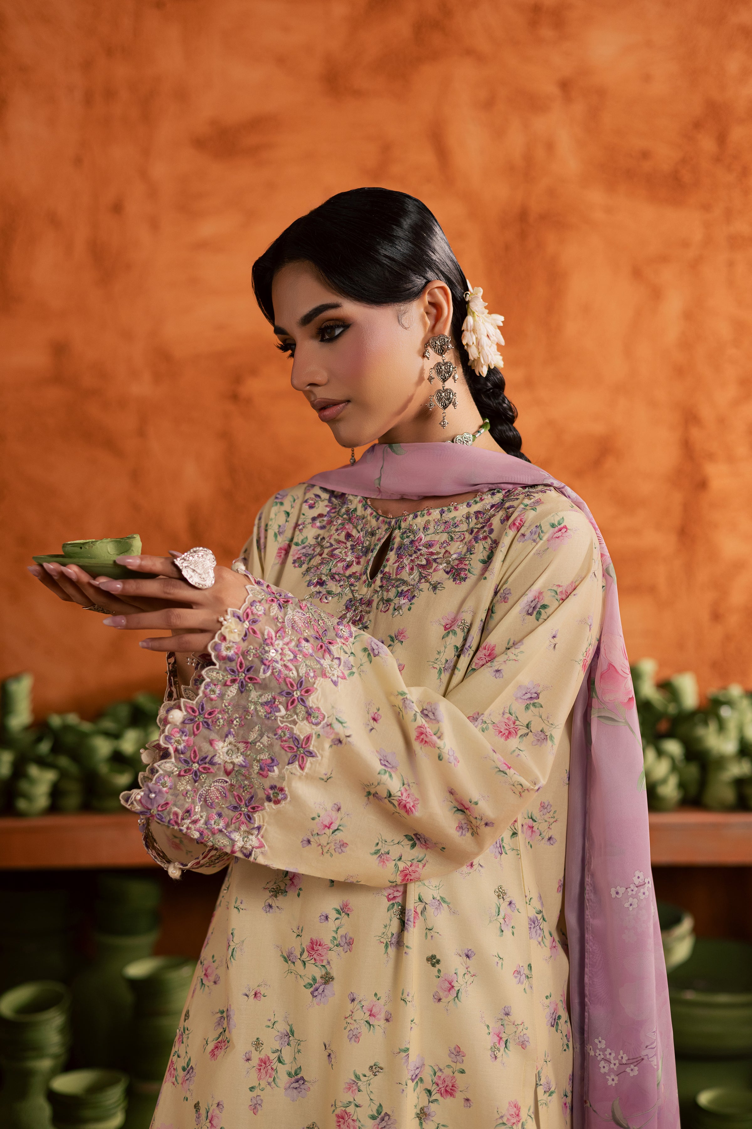 Yellow Lamia 3Pc - Printed Lawn Dress BATIKEID2026 BATIK XS / Yellow / Lawn-S / Yellow / Lawn-M / Yellow / Lawn-L / Yellow / Lawn-XL / Yellow / Lawn