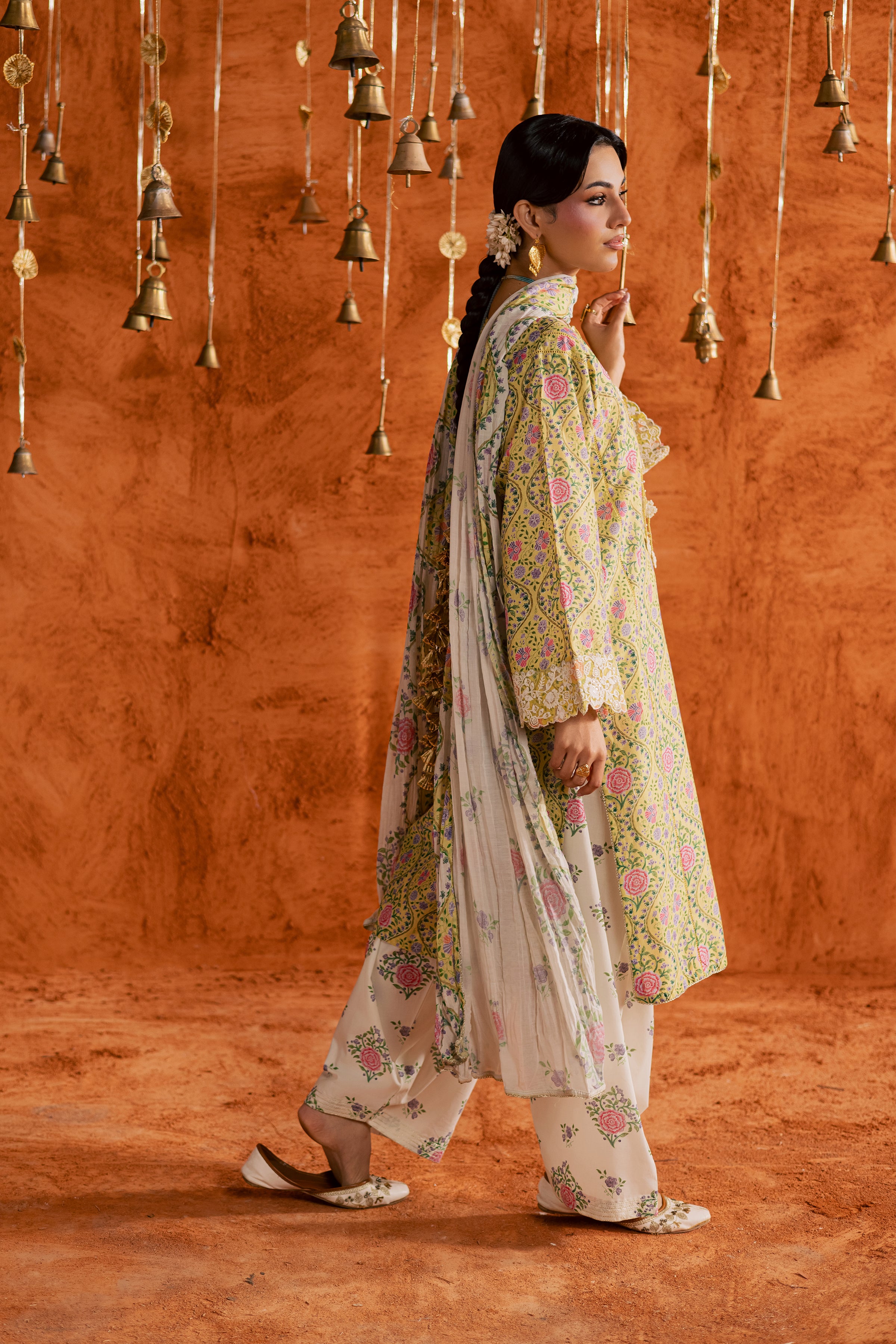 Yellow Minsa 3pc - Printed Lawn Dress BATIKEID2026 BATIK XS / Yellow / Lawn-S / Yellow / Lawn-M / Yellow / Lawn-L / Yellow / Lawn-XL / Yellow / Lawn