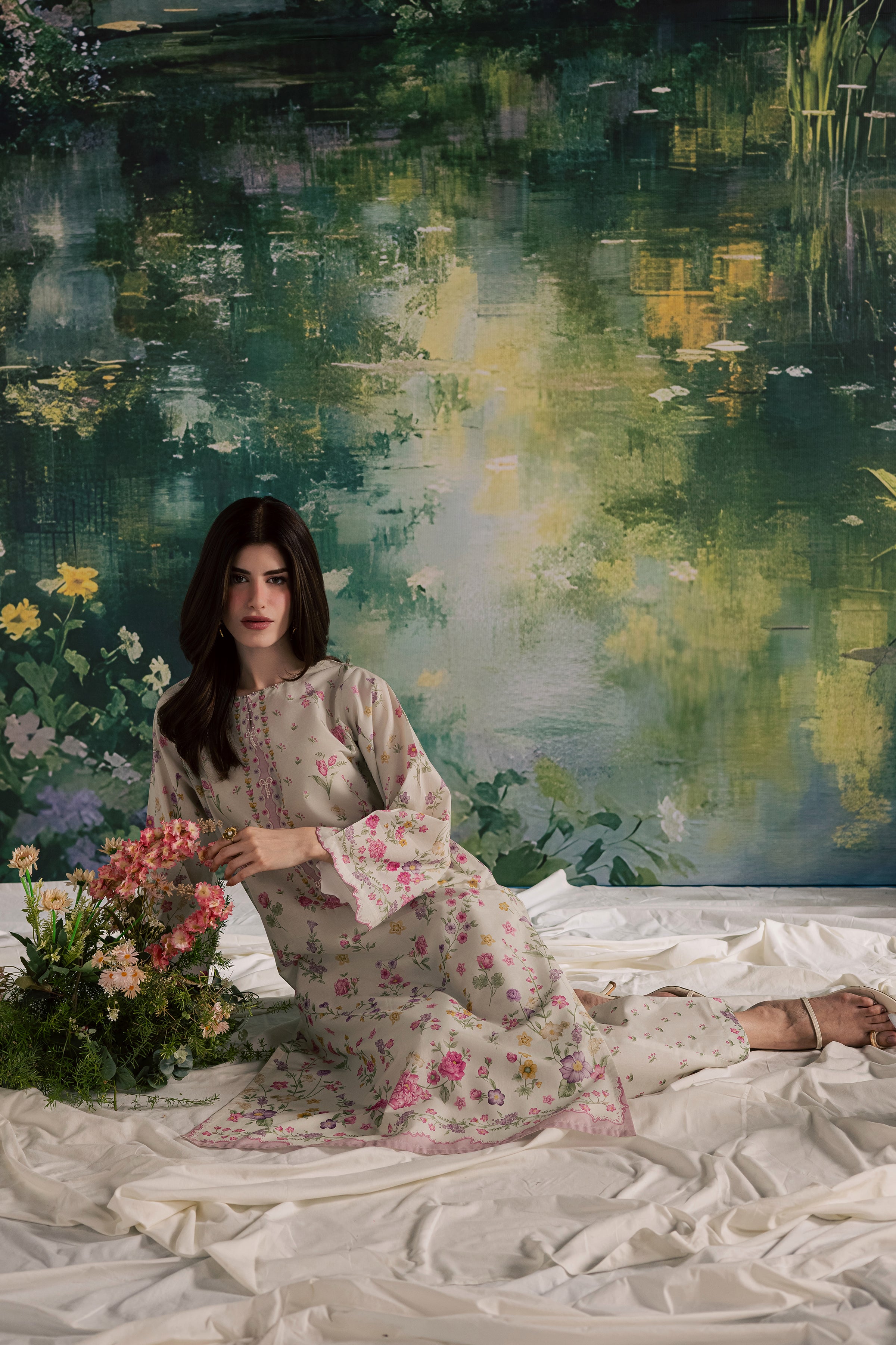 Yuki B 2Pc - Printed Lawn Dress BATIKSS26 BATIK XS / Off White / Lawn-S / Off White / Lawn-M / Off White / Lawn-L / Off White / Lawn-XL / Off White / Lawn