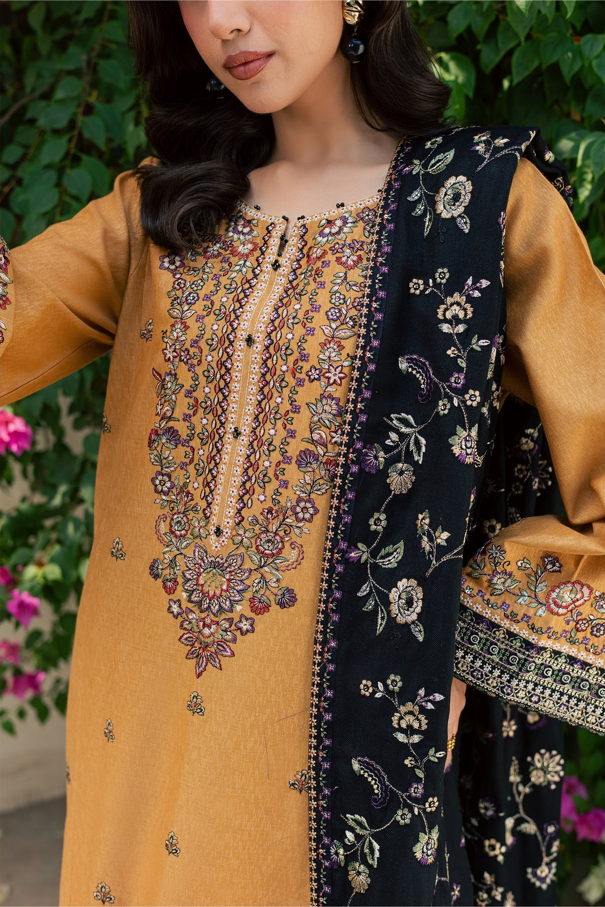 Zaar 3Pc - Embroidered Karandi Pret PRETKARANDI2026 BATIK XS / Mustard / Karandi