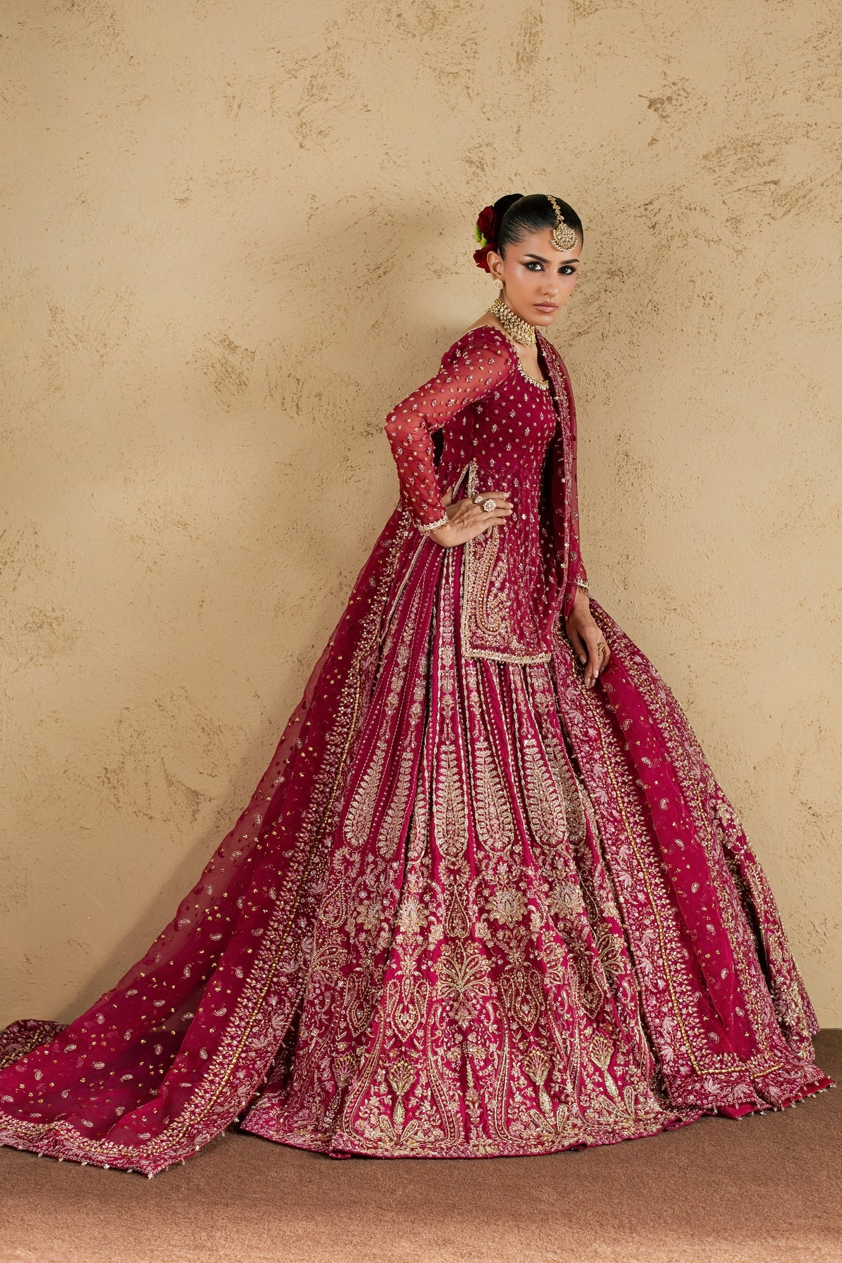 Zaleh 4Pc - Bridal Dress BATIKBRIDAL2026 BATIK S / Magenta / Raw Silk