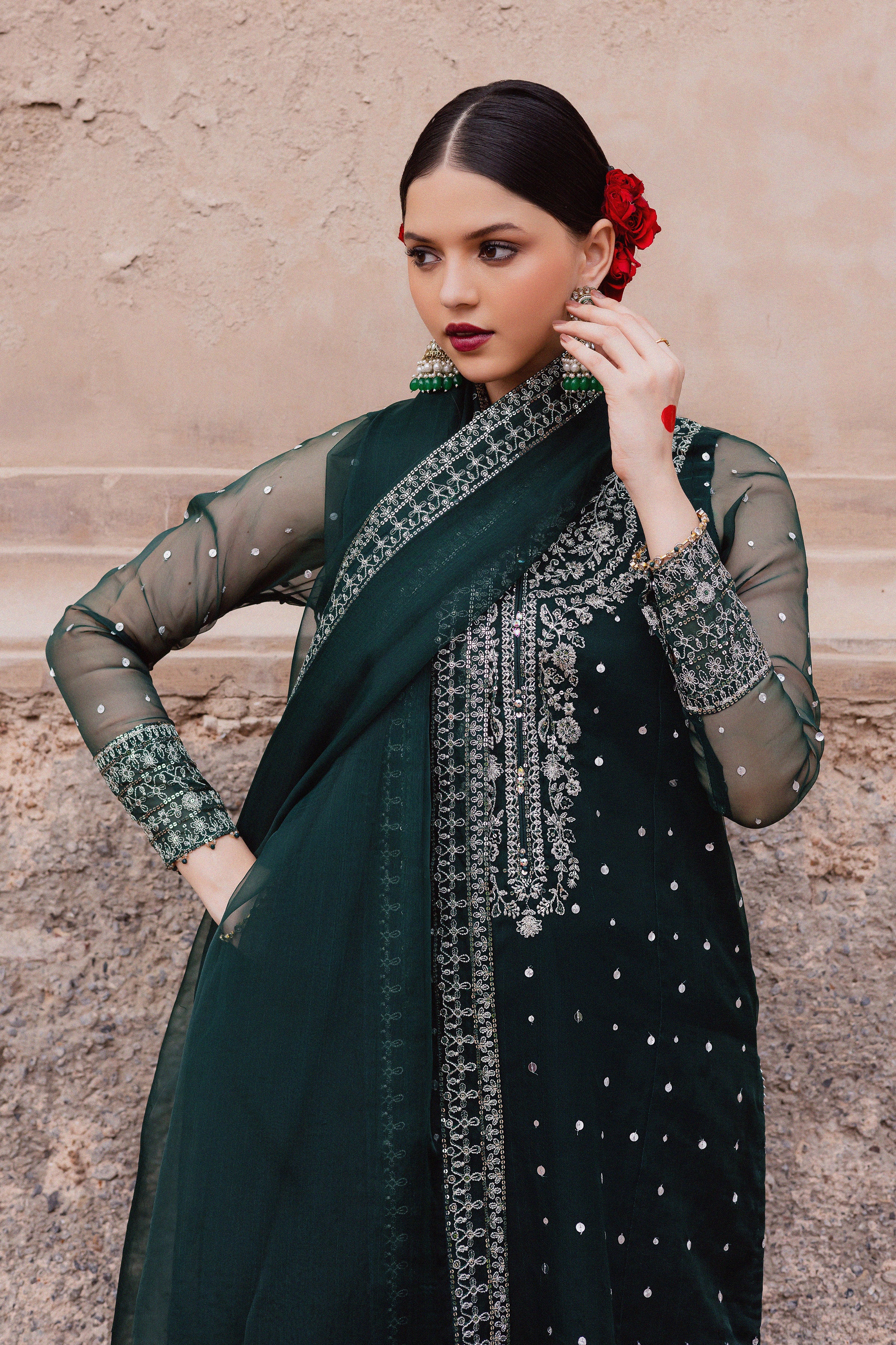 Zamurud 3Pc - Festive Luxe Pret BATIKLuxePRET BATIK XS / Emerald Green / Organza & Raw Silk-S / Emerald Green / Organza & Raw Silk-M / Emerald Green / Organza & Raw Silk-L / Emerald Green / Organza & Raw Silk-XL / Emerald Green / Organza & Raw Silk