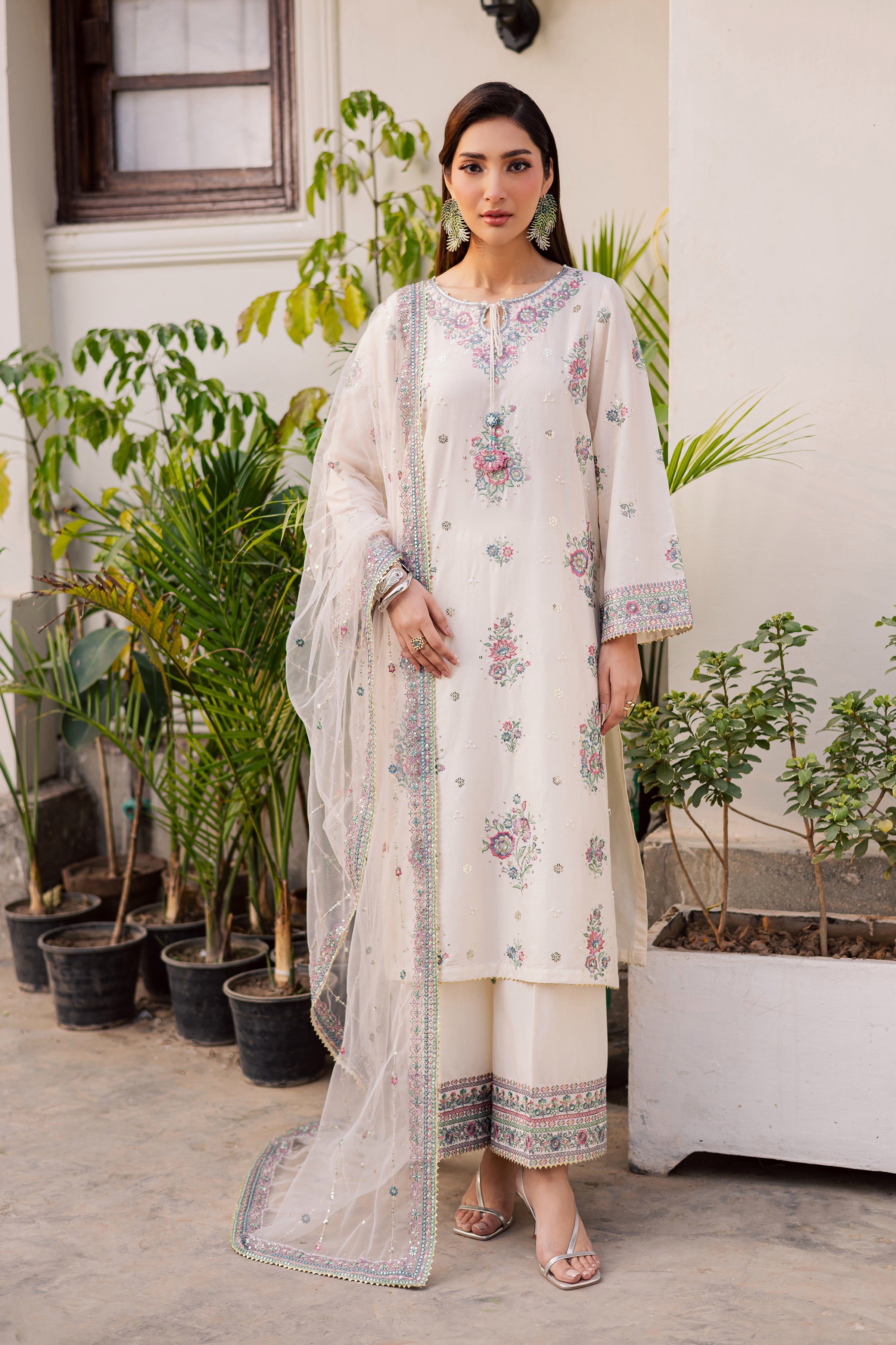 Zarkhuba 3Pc - Festive Embroidered Lawn BATIKEID2026 BATIK XS / White Swan / Pima Lawn-S / White Swan / Pima Lawn-M / White Swan / Pima Lawn-L / White Swan / Pima Lawn-XL / White Swan / Pima Lawn