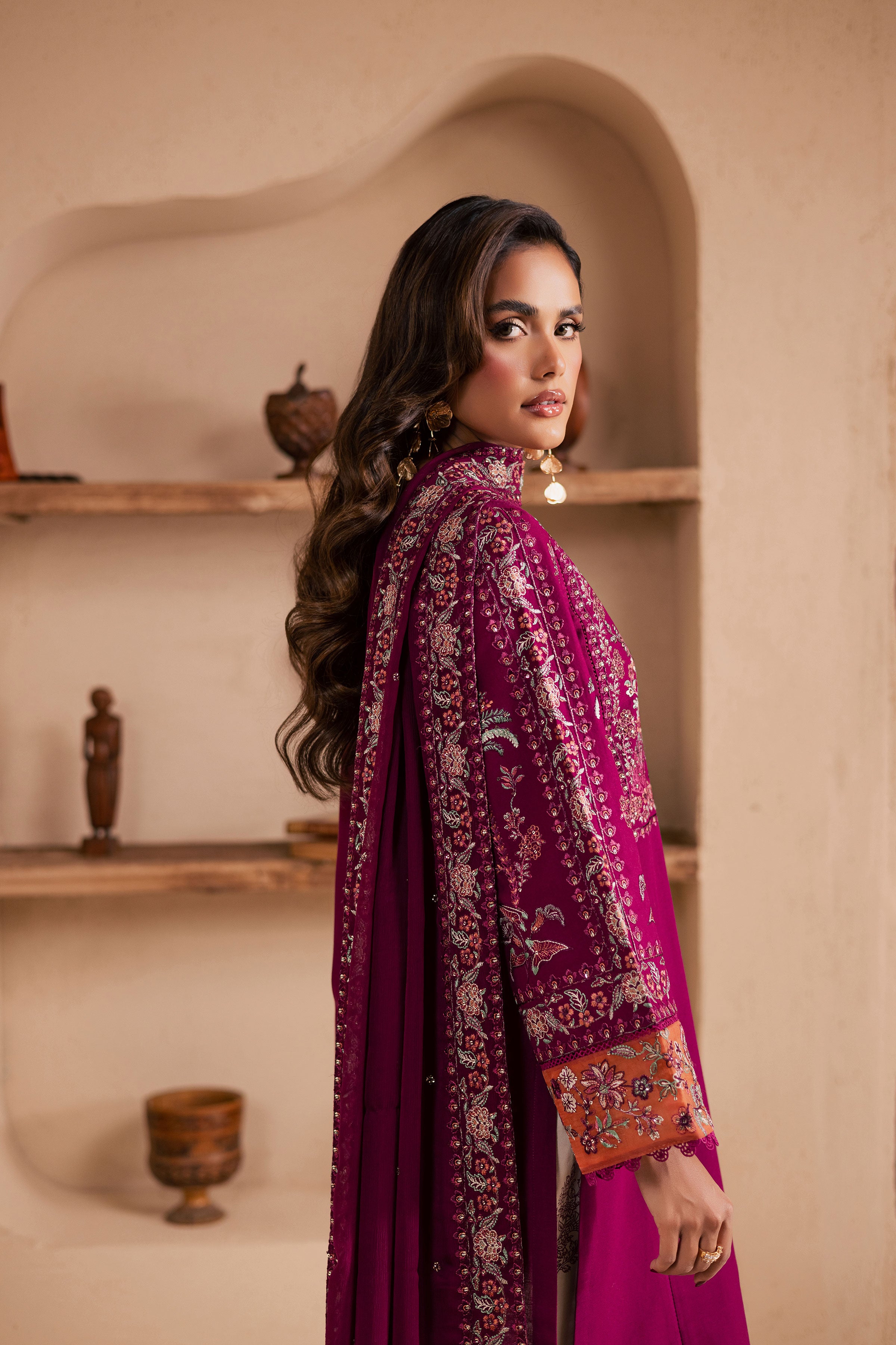 Zeva 3Pc - Embroidered Khaddar Dress BATIK WINTER PRET 2025 BATIK XS / Beet Root / Khaddar-S / Beet Root / Khaddar-M / Beet Root / Khaddar-L / Beet Root / Khaddar-XL / Beet Root / Khaddar