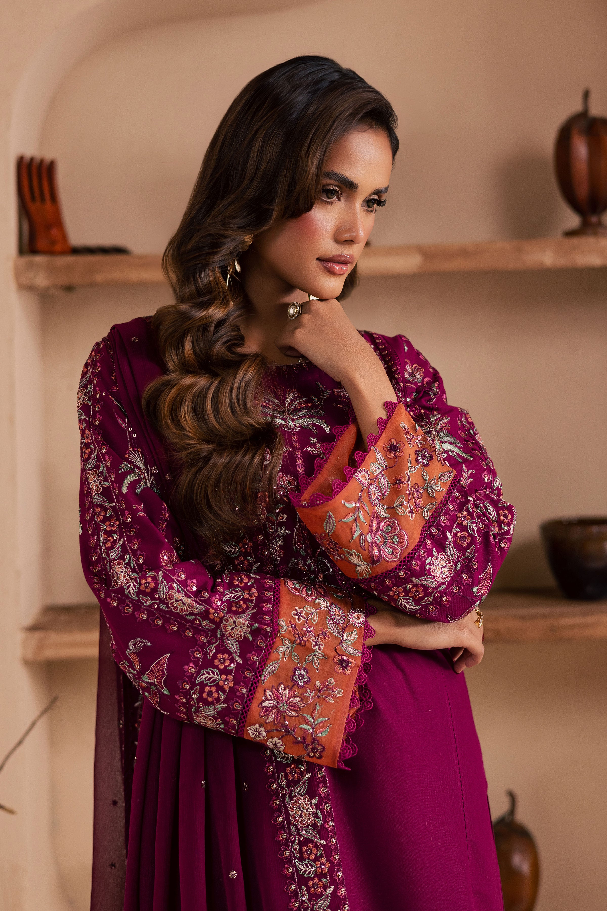 Zeva 3Pc - Embroidered Khaddar Dress BATIK WINTER PRET 2025 BATIK XS / Beet Root / Khaddar-S / Beet Root / Khaddar-M / Beet Root / Khaddar-L / Beet Root / Khaddar-XL / Beet Root / Khaddar