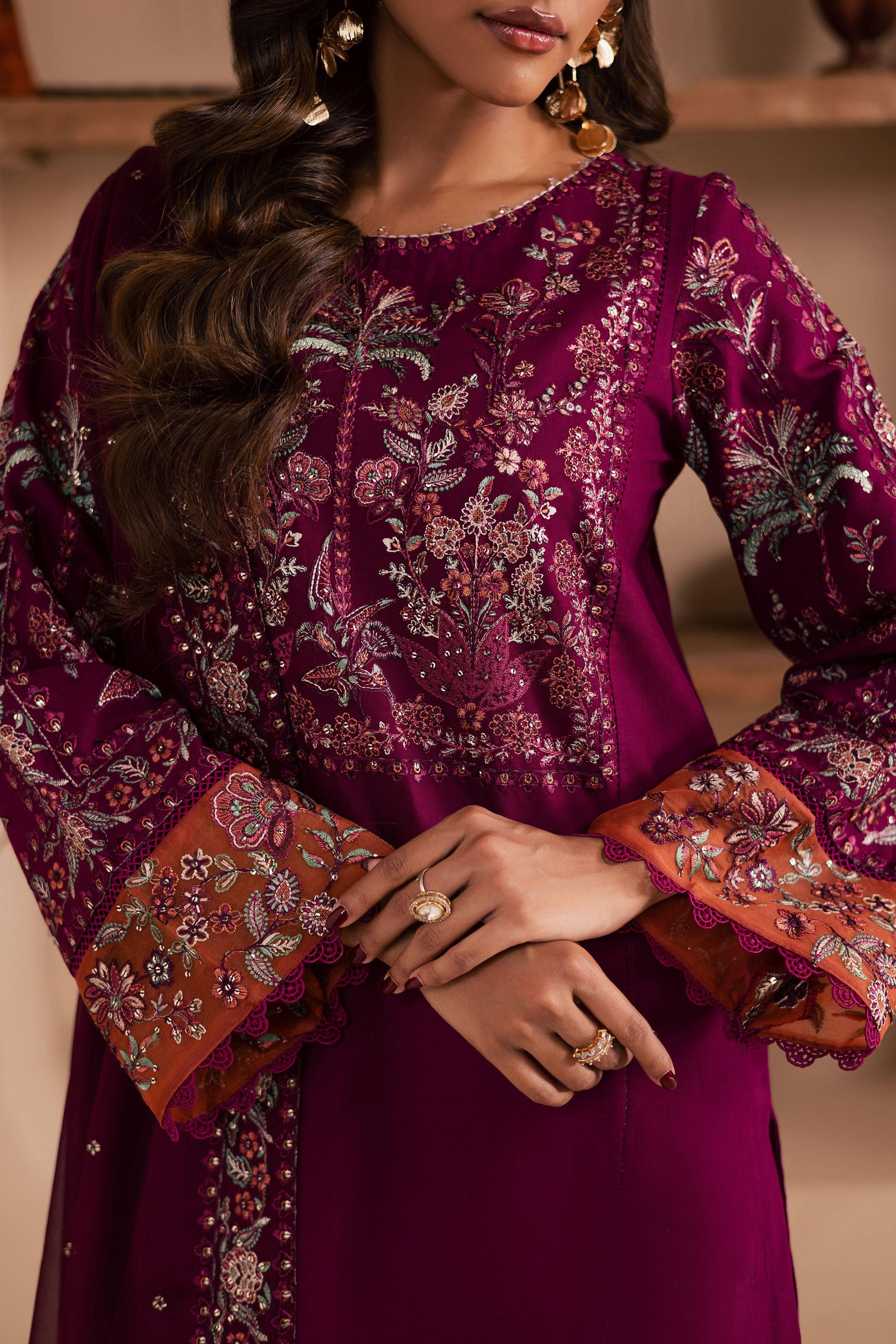 Zeva 3Pc - Embroidered Khaddar Dress BATIK WINTER PRET 2025 BATIK XS / Beet Root / Khaddar-S / Beet Root / Khaddar-M / Beet Root / Khaddar-L / Beet Root / Khaddar-XL / Beet Root / Khaddar