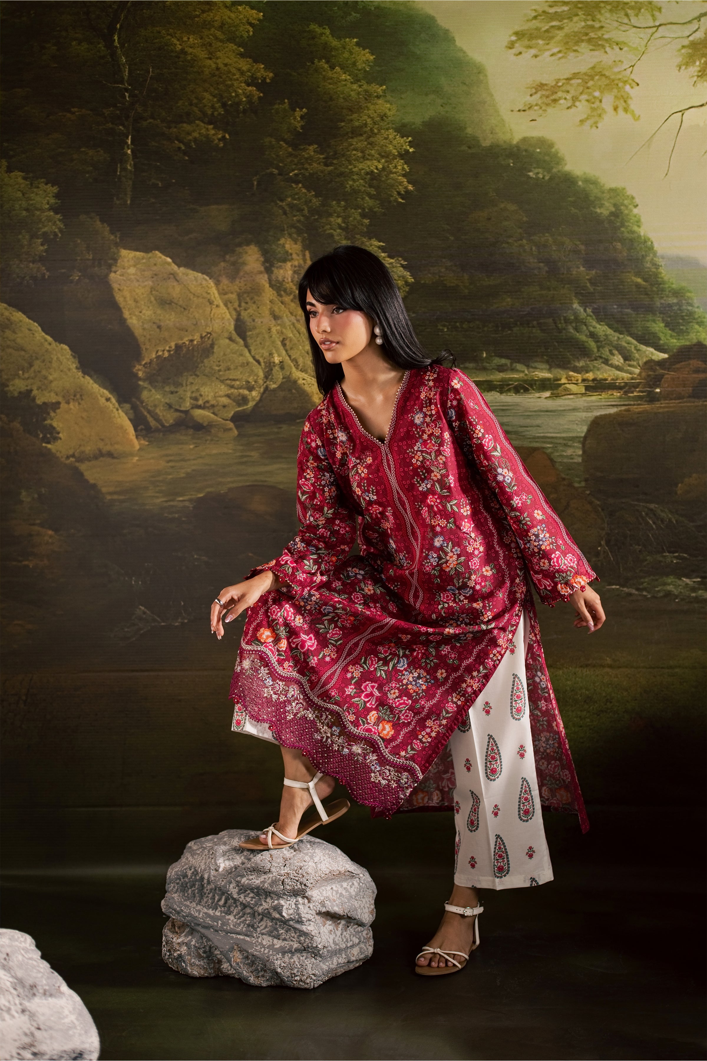Zim 2Pc - Printed Lawn Dress BATIKSS26 BATIK XS / Pink / Lawn-S / Pink / Lawn-M / Pink / Lawn-L / Pink / Lawn-XL / Pink / Lawn