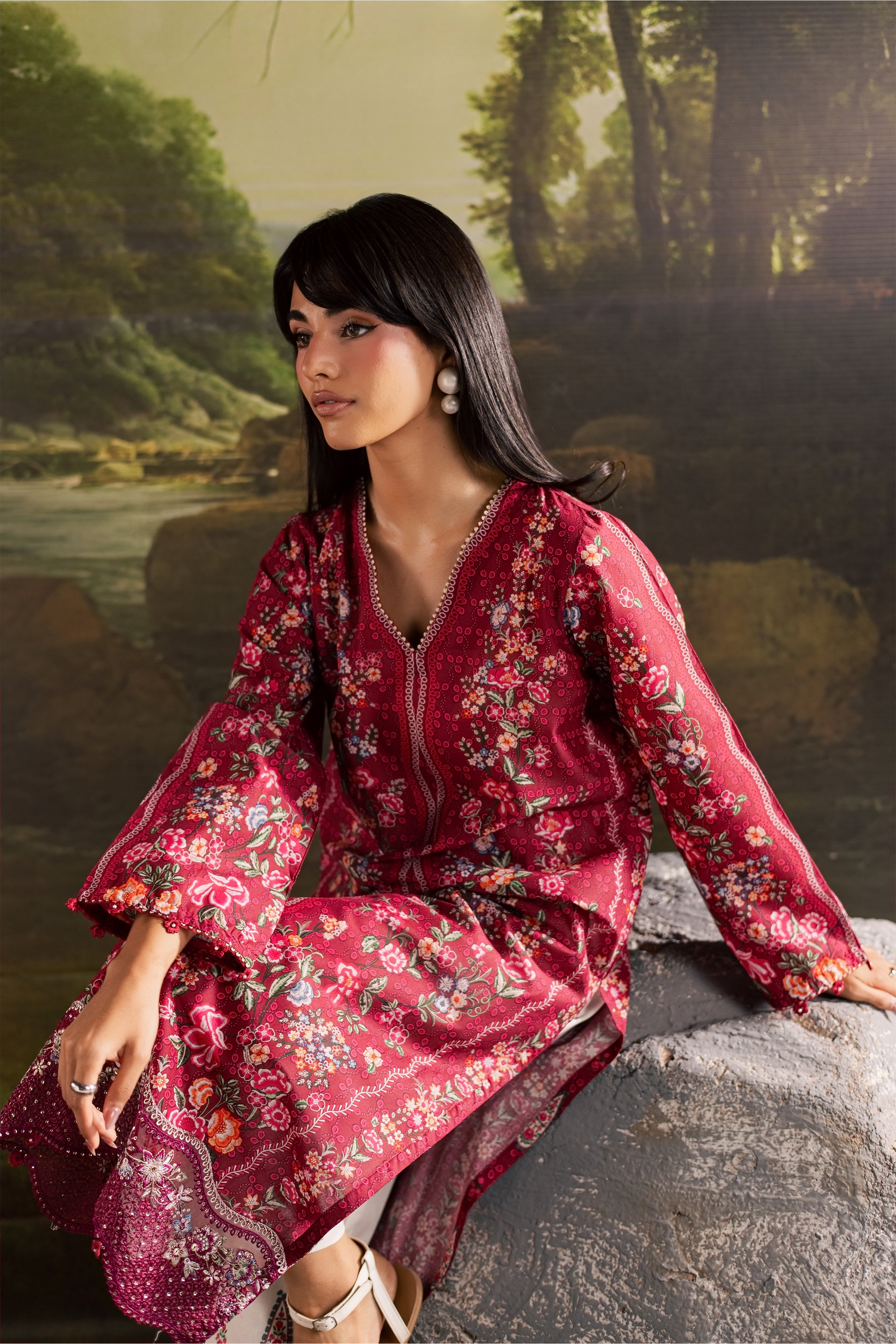 Zim 2Pc - Printed Lawn Dress BATIKSS26 BATIK XS / Pink / Lawn-S / Pink / Lawn-M / Pink / Lawn-L / Pink / Lawn-XL / Pink / Lawn