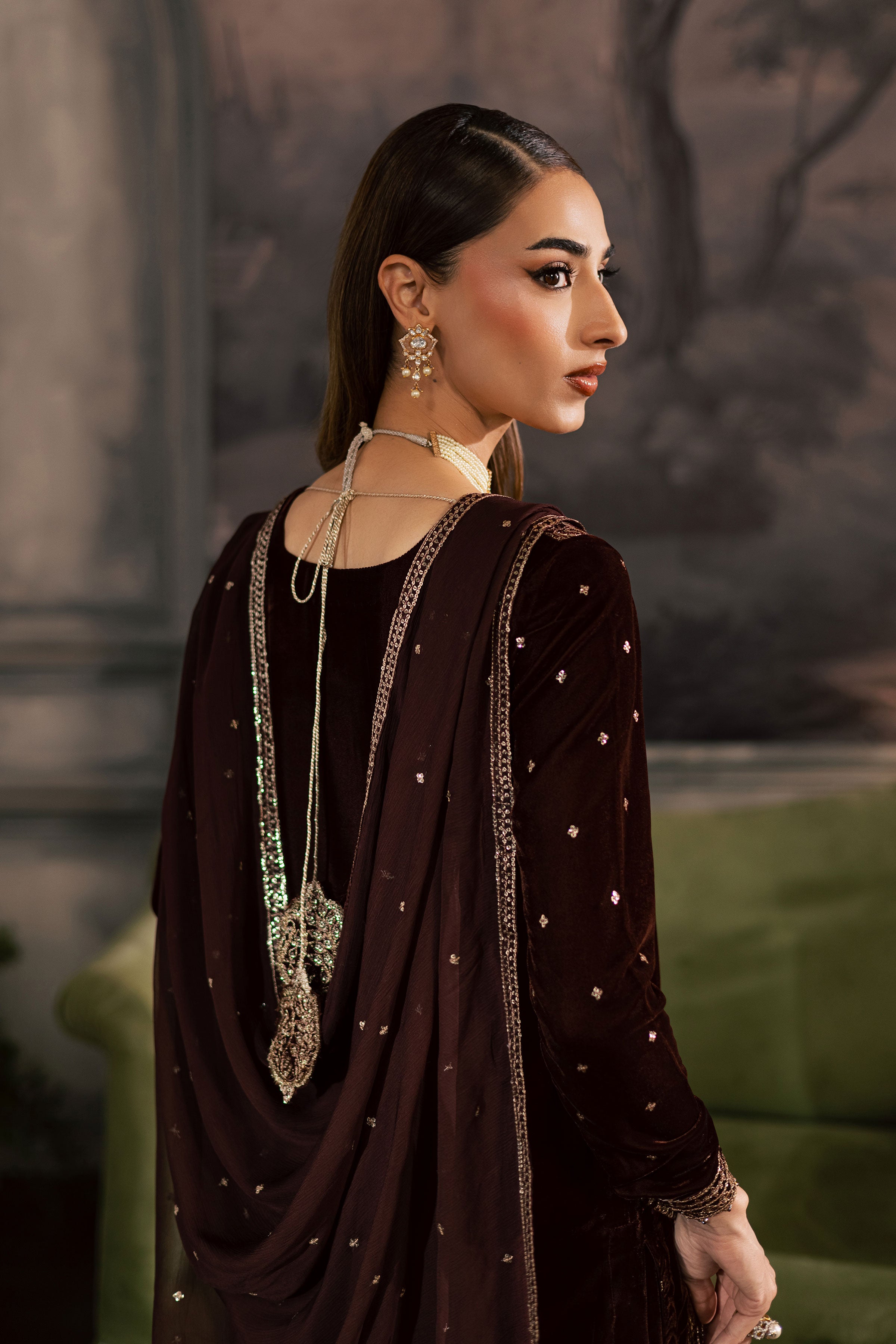 Zircon 3Pc - Velvet Luxe Pret BATIKLuxePRET2025 BATIK XS / Brown / Velvet-S / Brown / Velvet-M / Brown / Velvet-L / Brown / Velvet-XL / Brown / Velvet