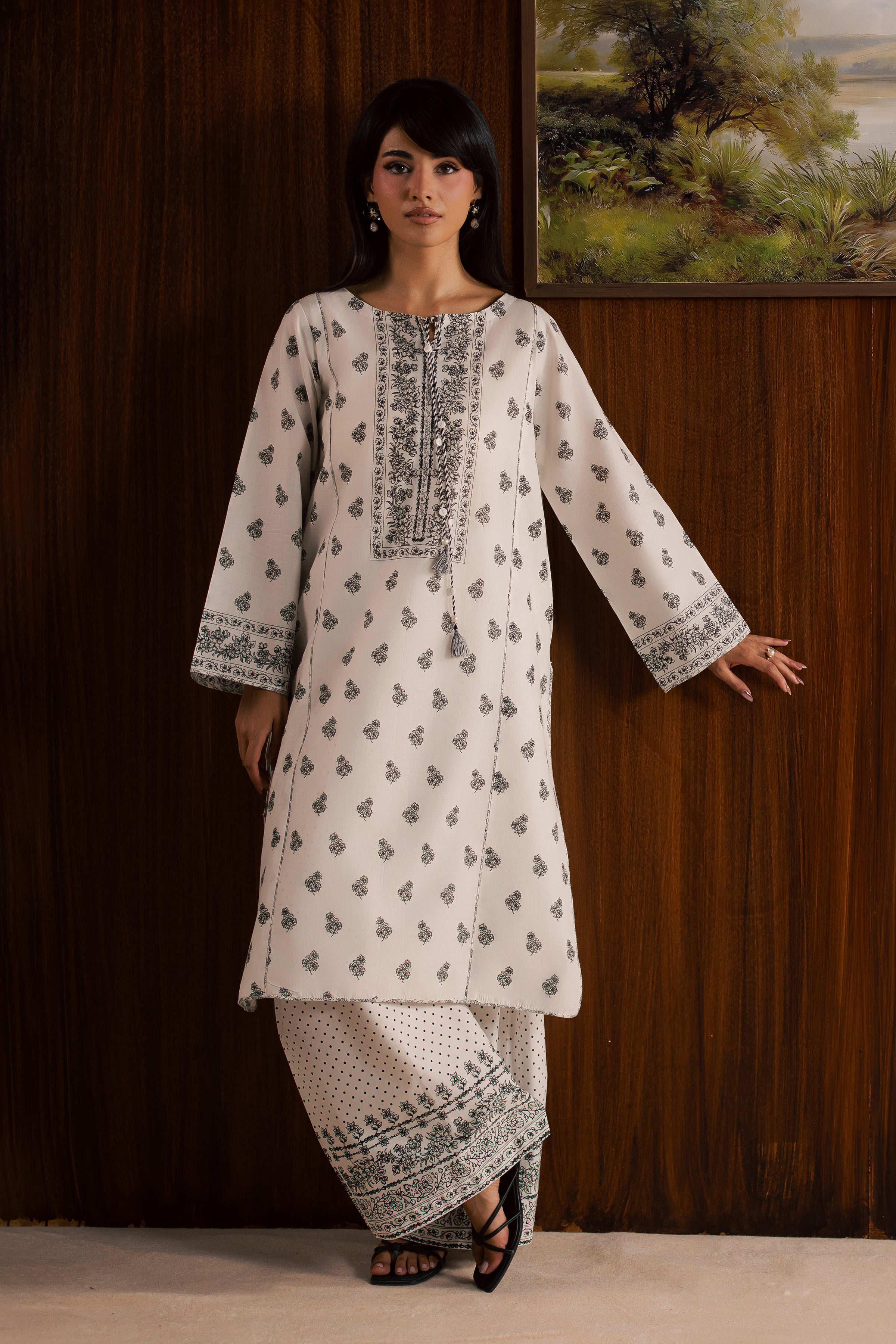 Zoyee 2Pc - Printed Lawn Dress BATIKSS26 BATIK XS / Off White / Lawn-S / Off White / Lawn-M / Off White / Lawn-L / Off White / Lawn-XL / Off White / Lawn