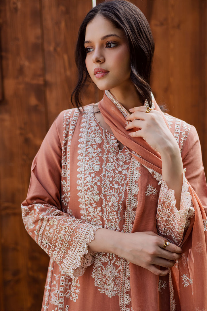 Zurah 3Pc - Embroidered Khaddar Dress BATIK WINTER PRET 2025  BATIK   XS / Coral Peach / Khaddar-S / Coral Peach / Khaddar-M / Coral Peach / Khaddar-L / Coral Peach / Khaddar-XL / Coral Peach / Khaddar