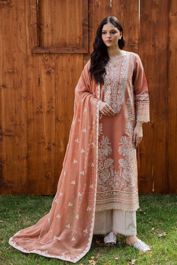Zurah 3Pc - Embroidered Khaddar Dress BATIK WINTER PRET 2025  BATIK   XS / Coral Peach / Khaddar-S / Coral Peach / Khaddar-M / Coral Peach / Khaddar-L / Coral Peach / Khaddar-XL / Coral Peach / Khaddar