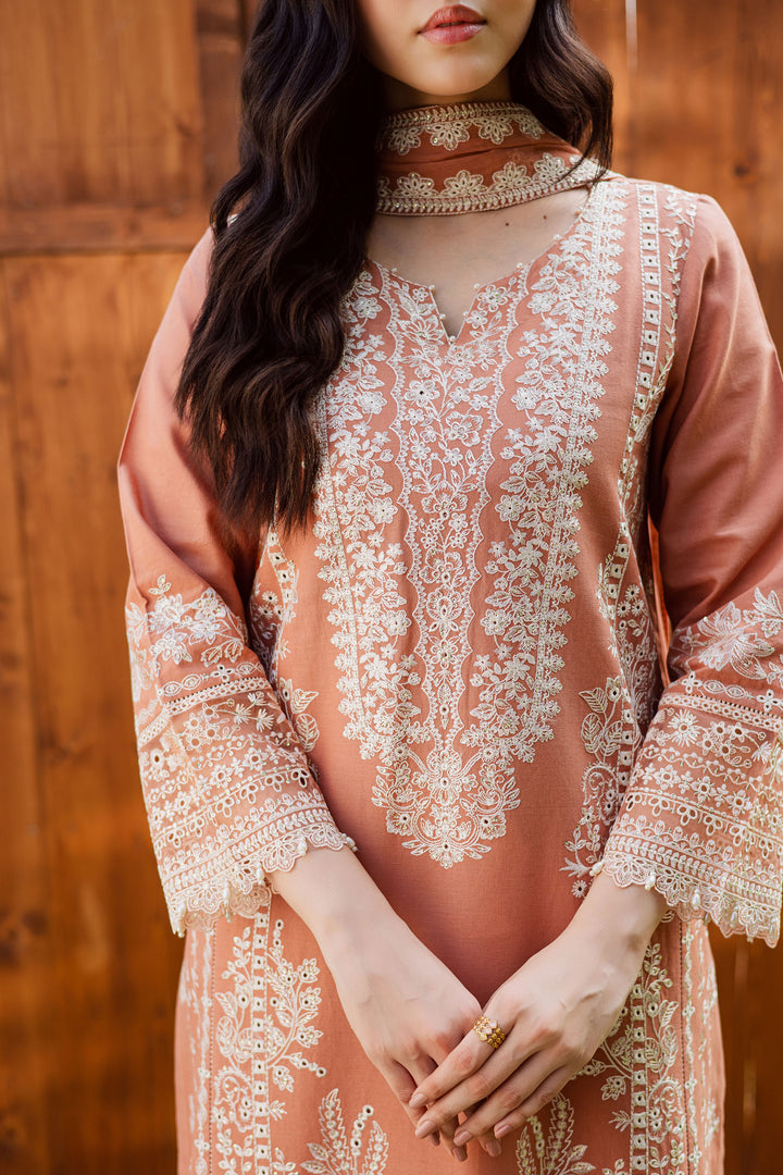 Zurah 3Pc - Embroidered Khaddar Dress BATIK WINTER PRET 2025  BATIK   XS / Coral Peach / Khaddar-S / Coral Peach / Khaddar-M / Coral Peach / Khaddar-L / Coral Peach / Khaddar-XL / Coral Peach / Khaddar