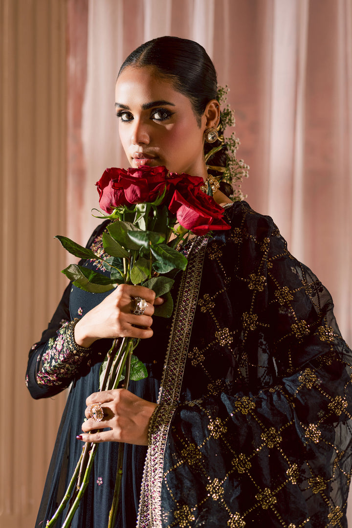 Siyah Mehmal  3Pc - Chiffon Wedding Frock