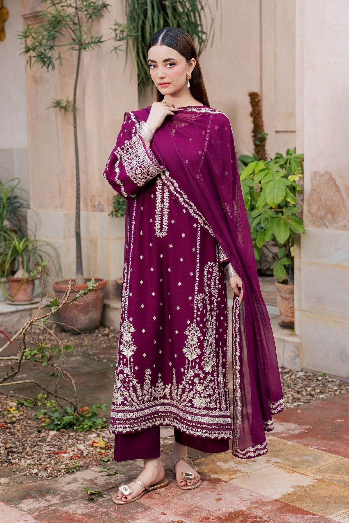 Jewel Noorie 3Pc - Embroidered Khaddar Pret