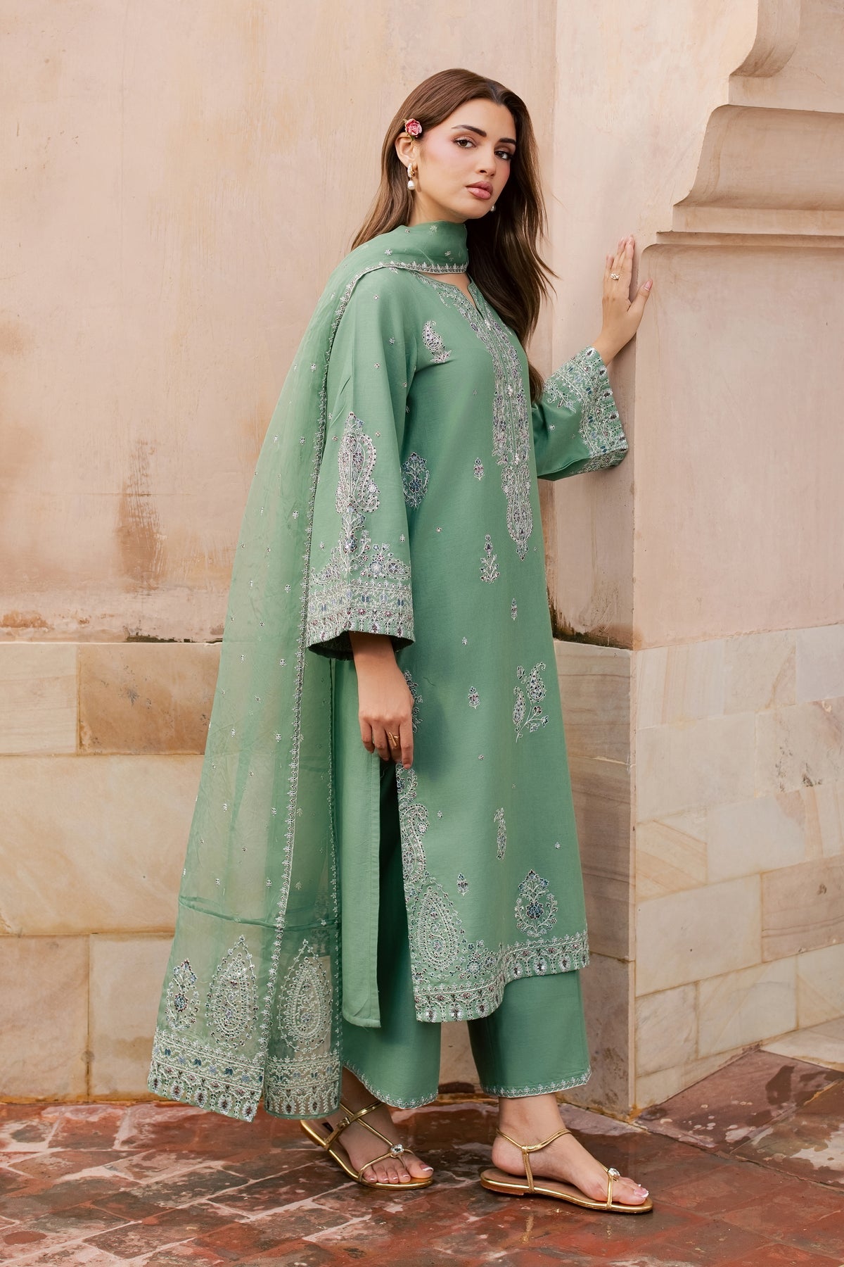 Sea Java 3Pc - Embroidered Khaddar Pret