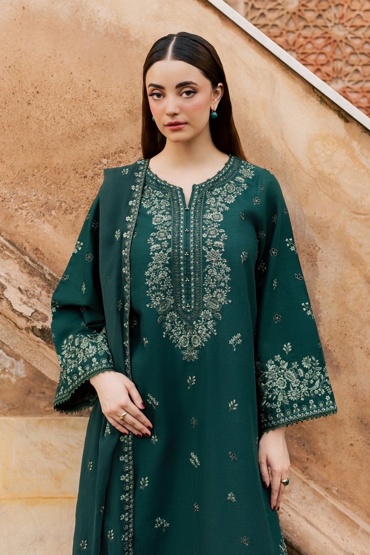 Nami 3Pc - Embroidered Khaddar Pret