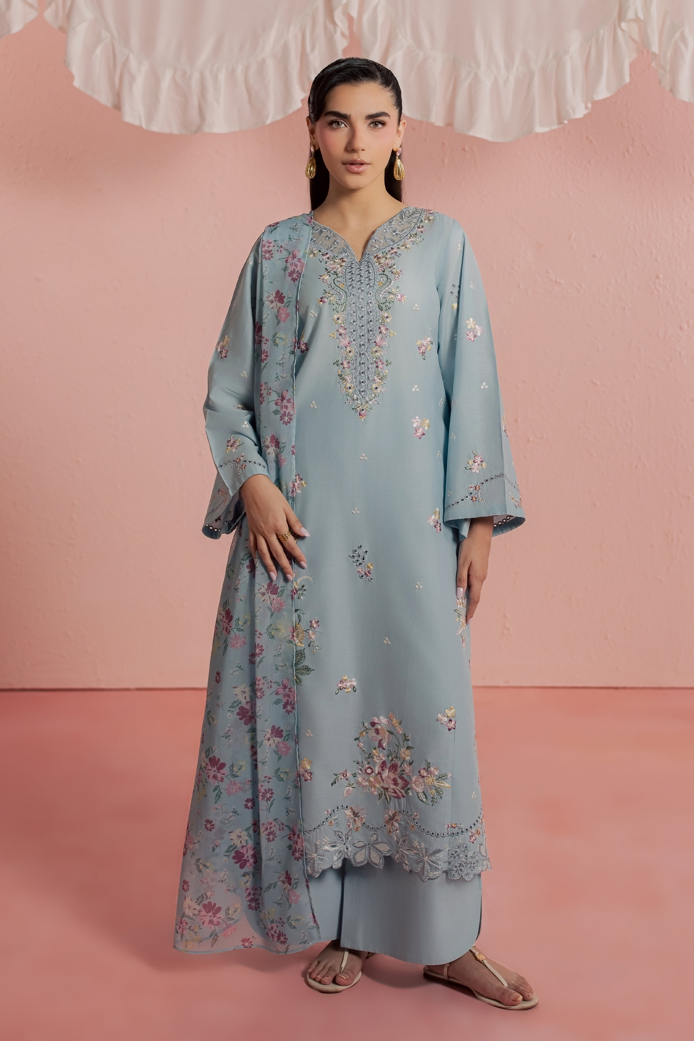 CloudPie 3Pc - Embroidered Lawn Dress