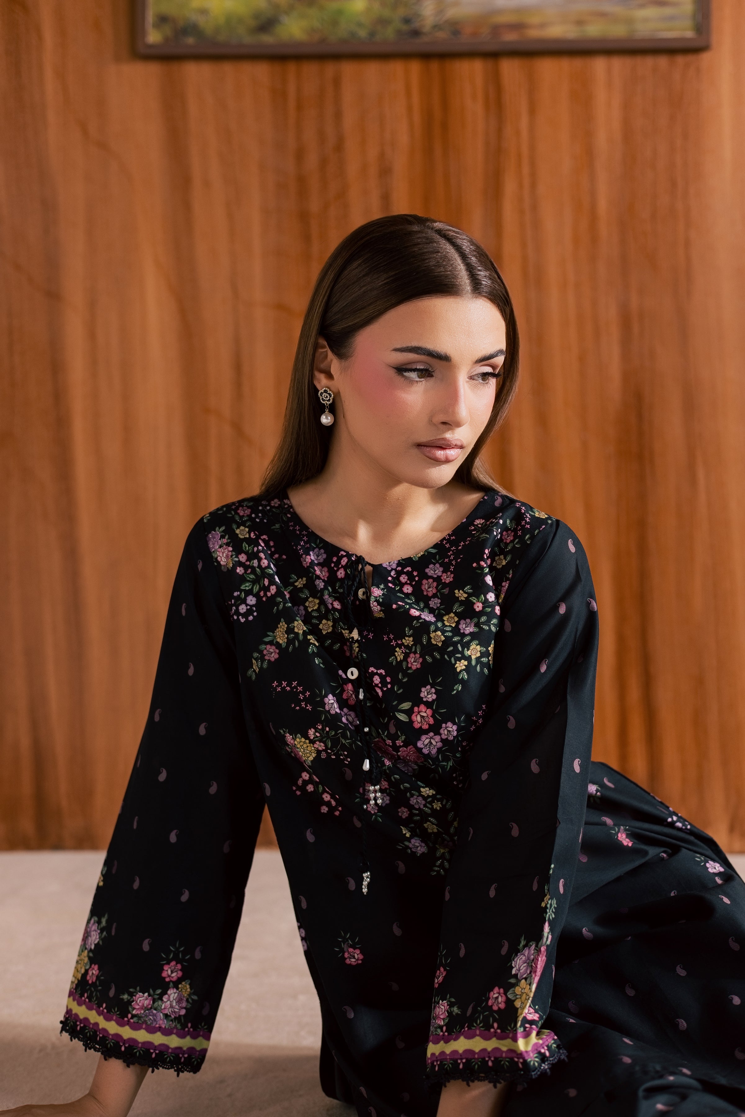 Black Marcella 2Pc - Printed Lawn Dress