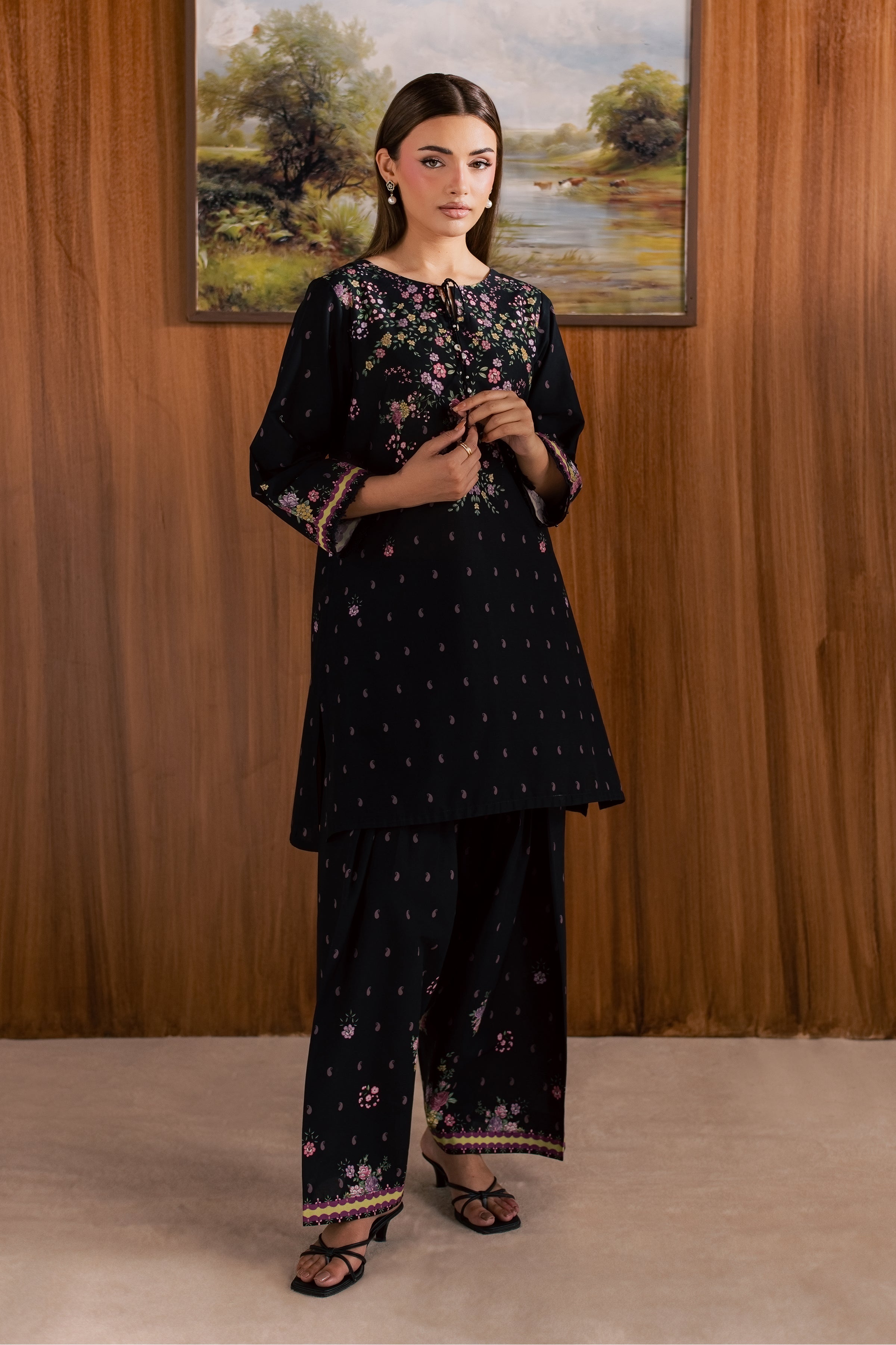 Black Marcella 2Pc - Printed Lawn Dress