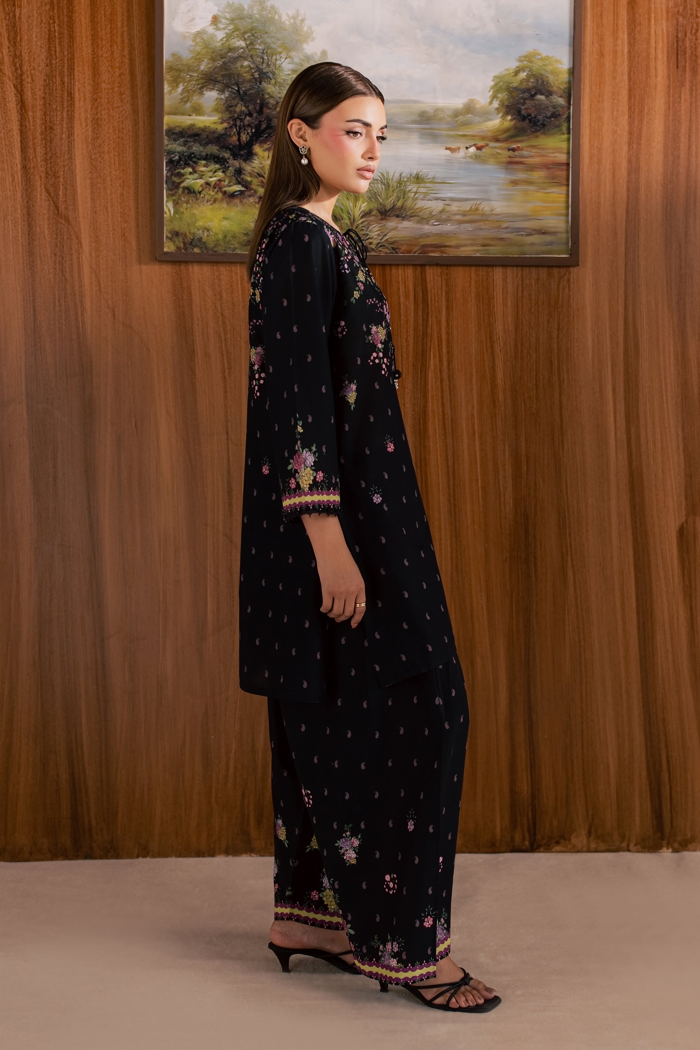 Black Marcella 2Pc - Printed Lawn Dress