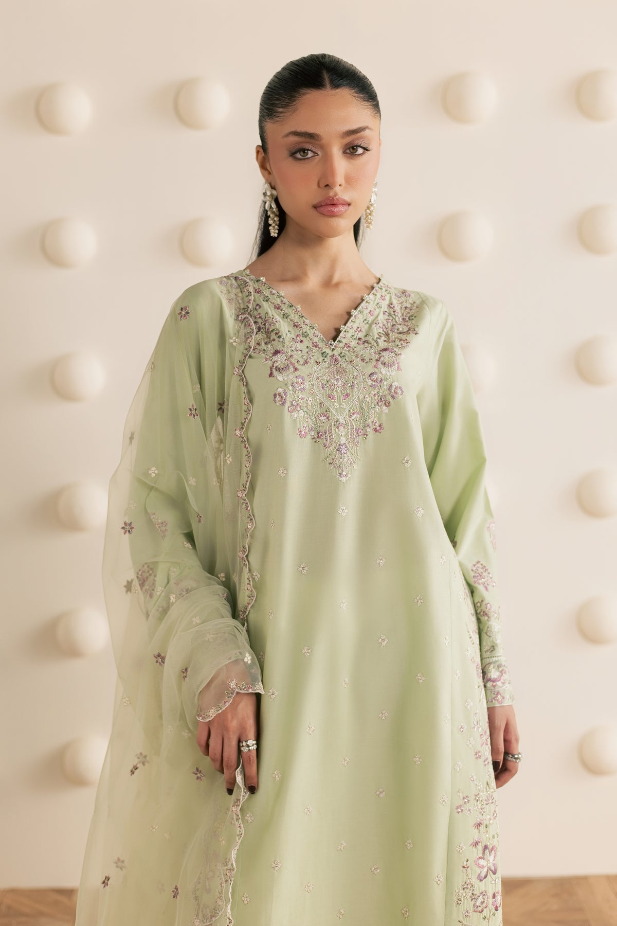 Green Dust 3Pc - Embroidered Cambric Pret