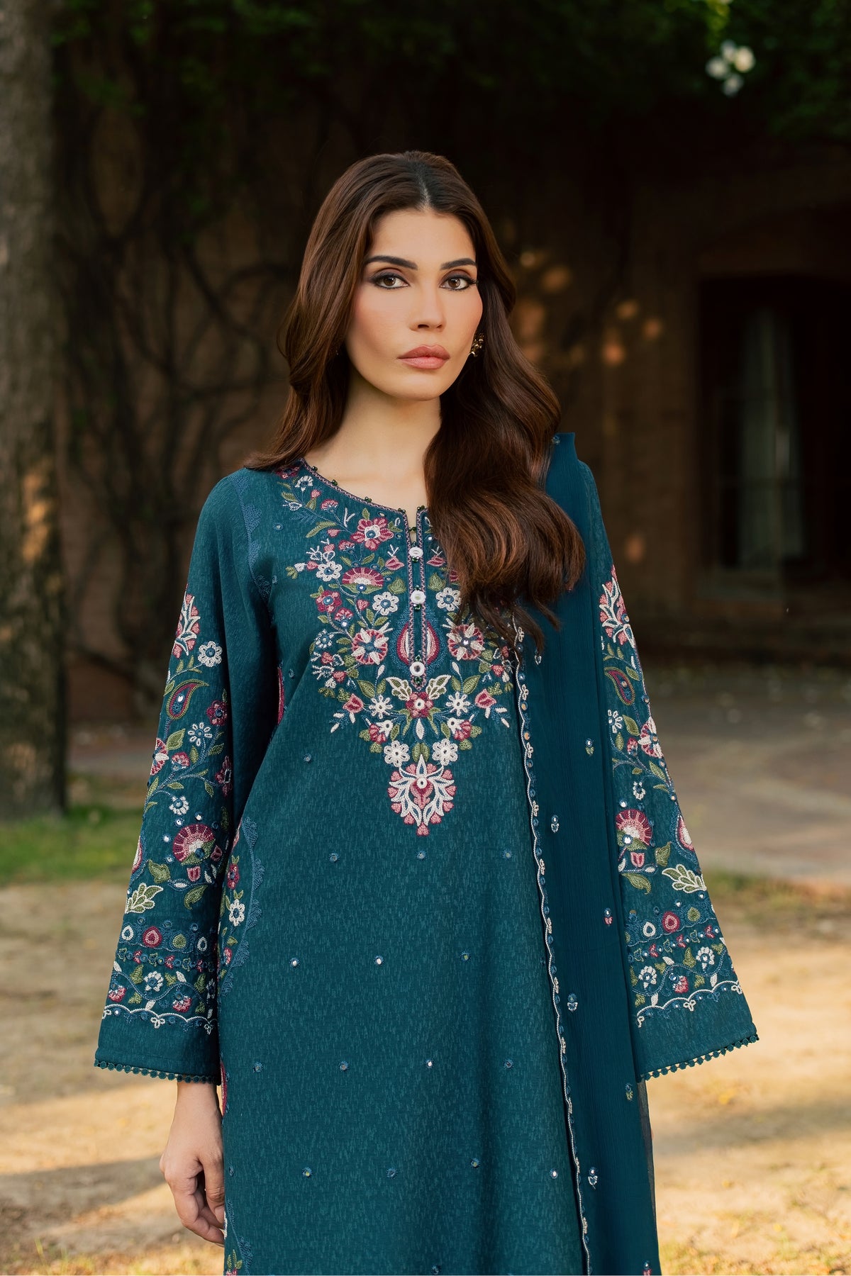 Pam 3Pc - Embroidered Karandi Pret