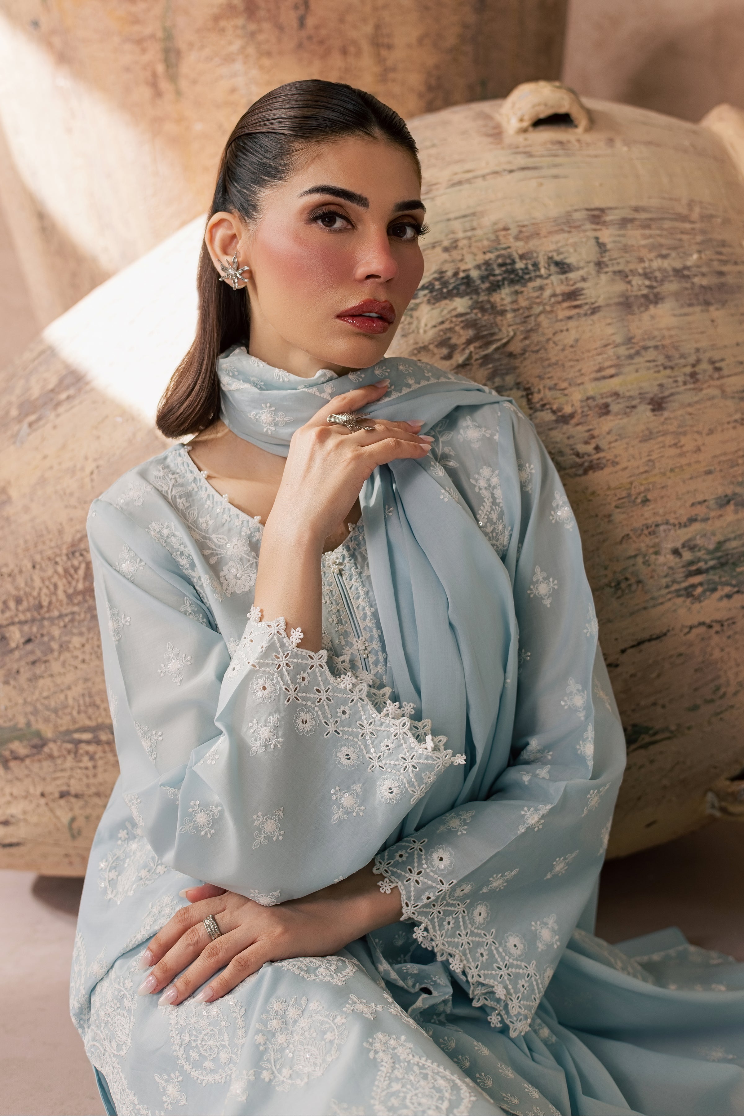 Leon 3Pc - Embroidered Lawn Dress
