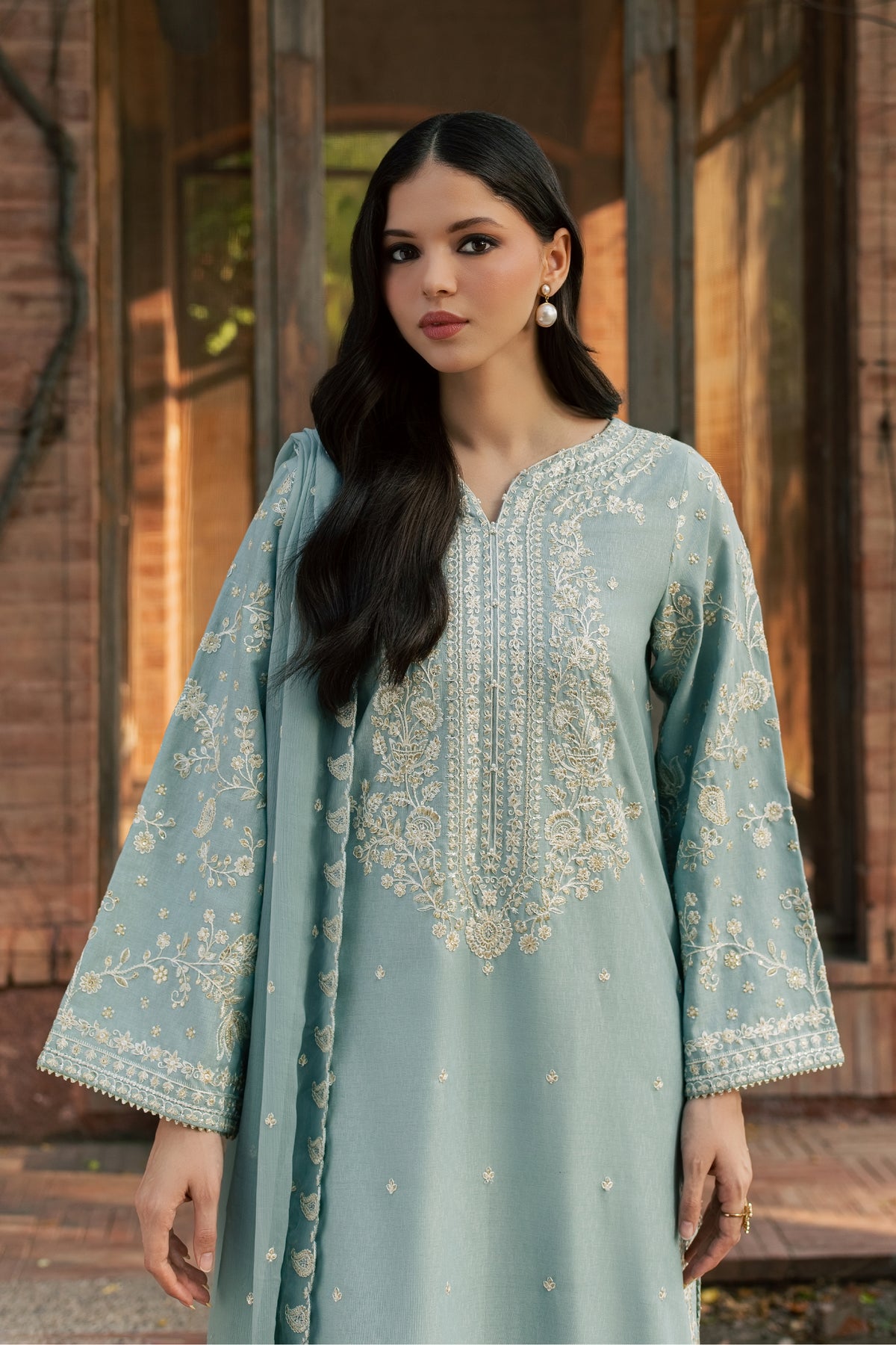 Faheema 3Pc - Embroidered Karandi Pret