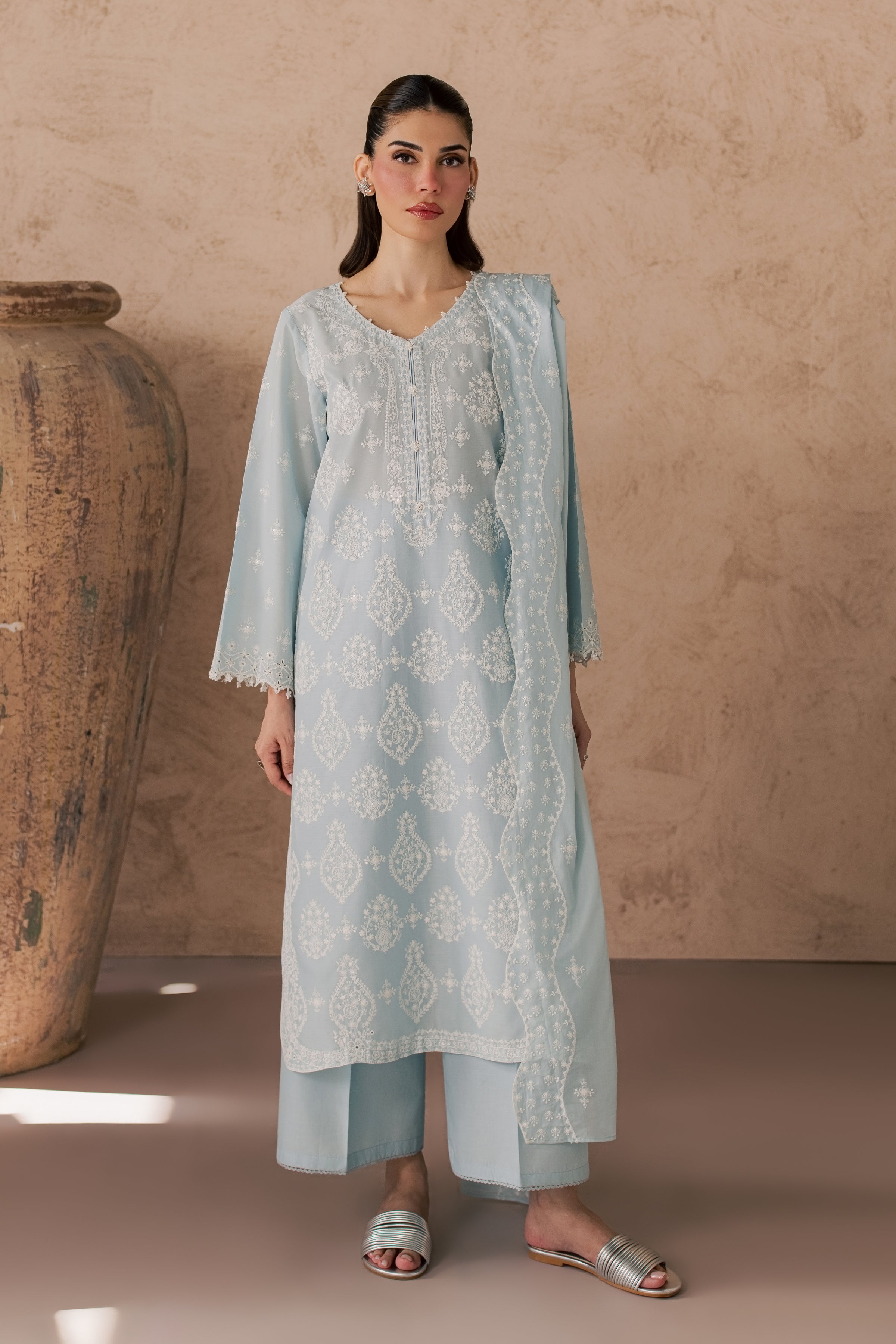 Leon 3Pc - Embroidered Lawn Dress