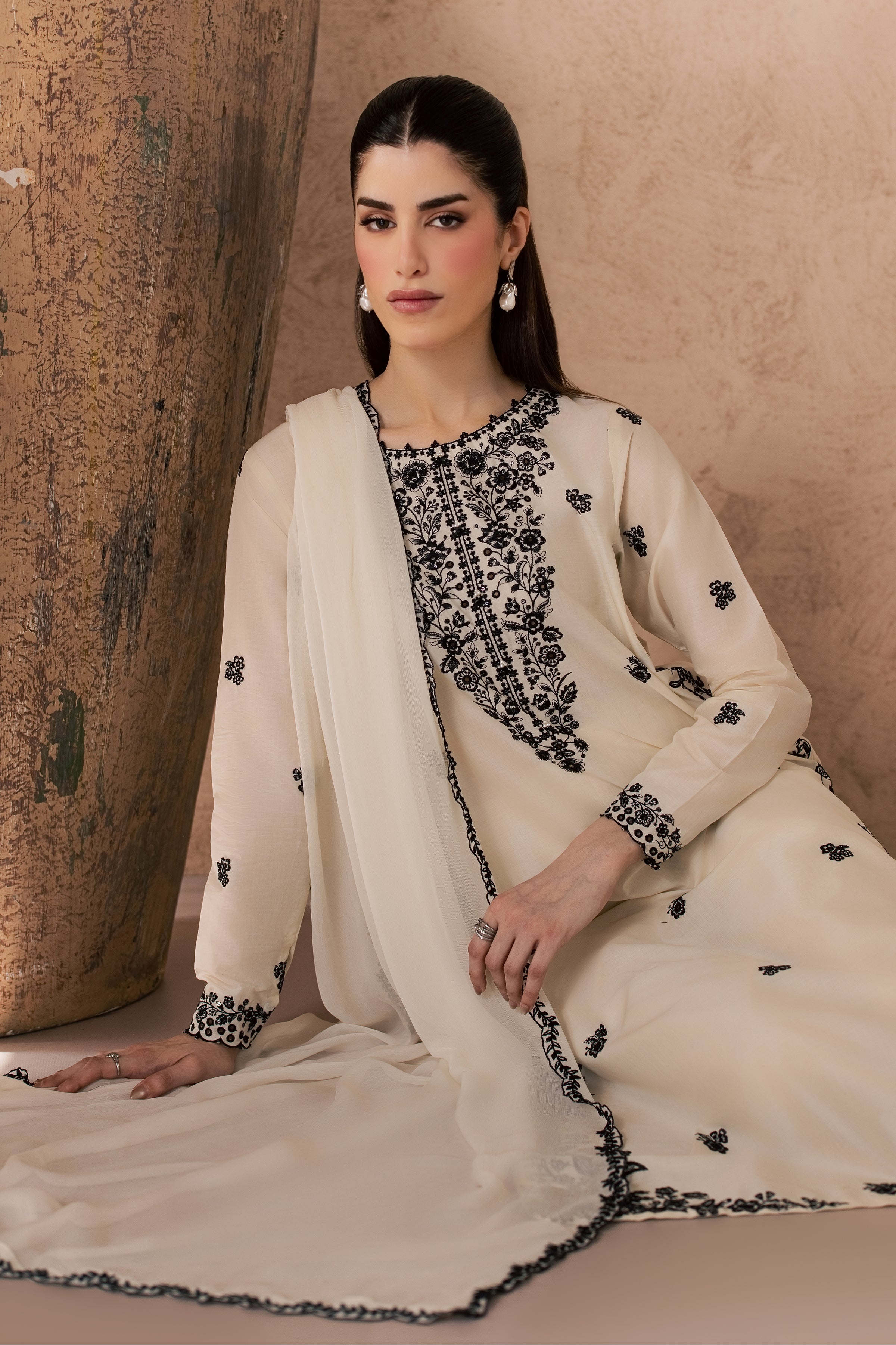 Sia 3Pc - Embroidered Lawn Dress