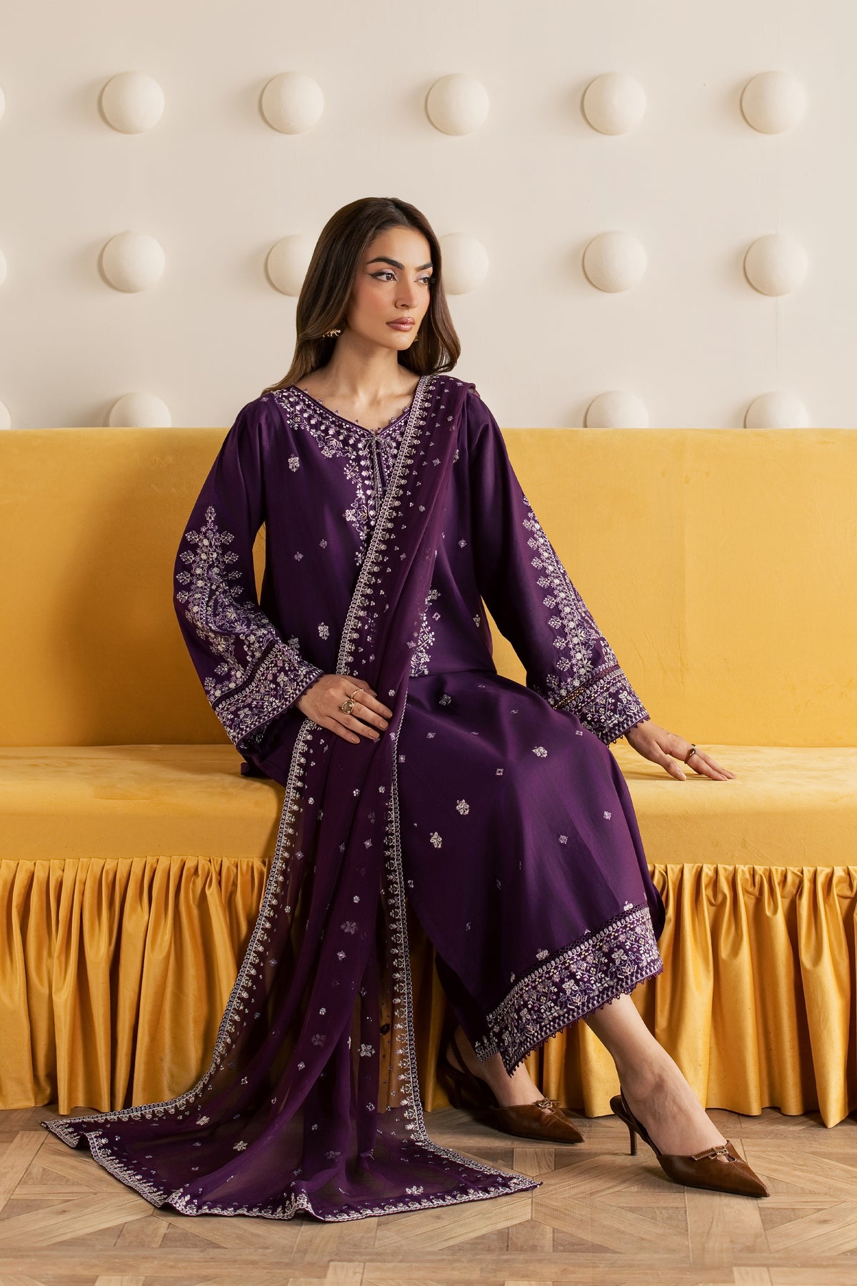Naushi 3Pc - Embroidered Cambric Pret