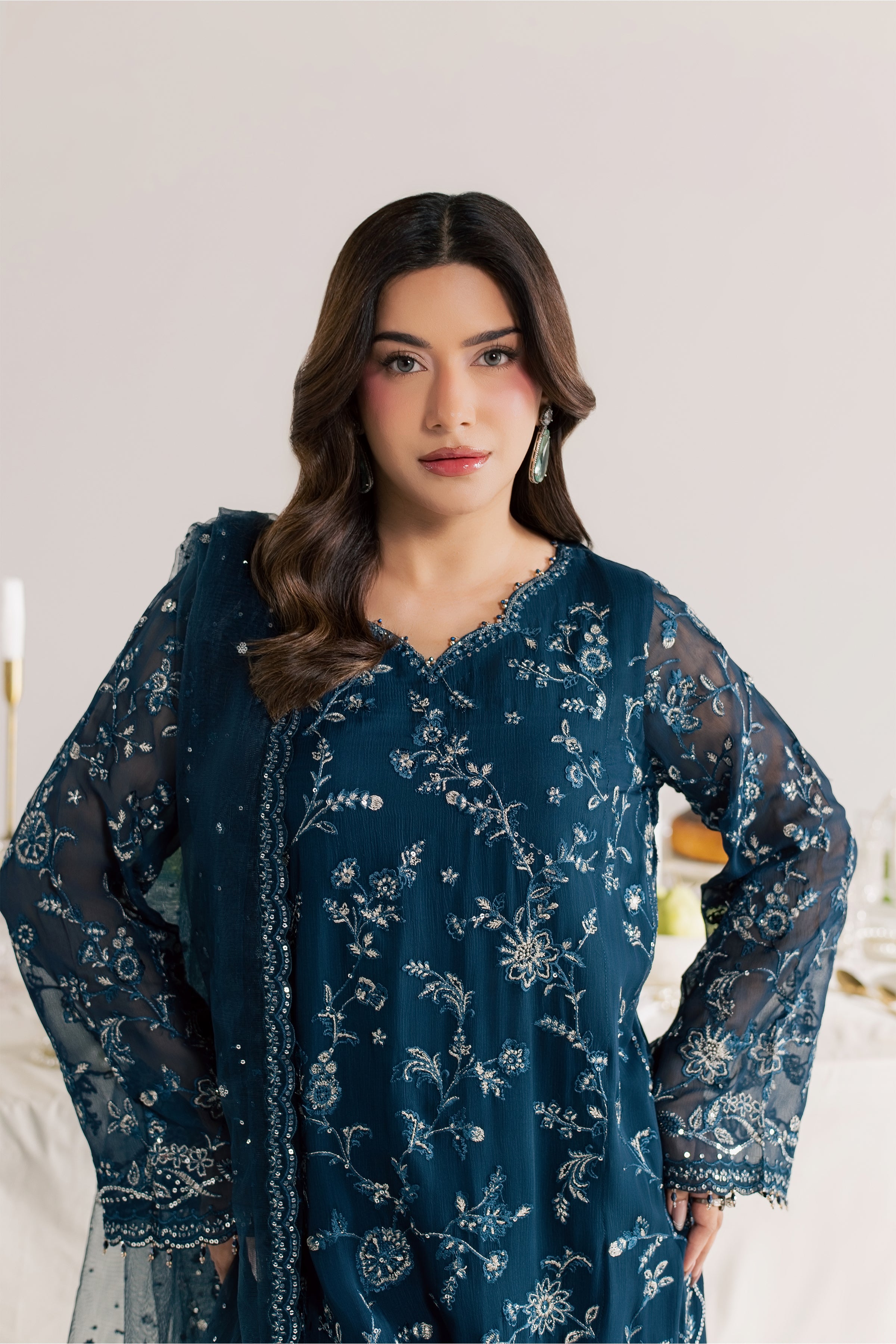 Teal Neesha 3Pc - Festive Luxe Pret
